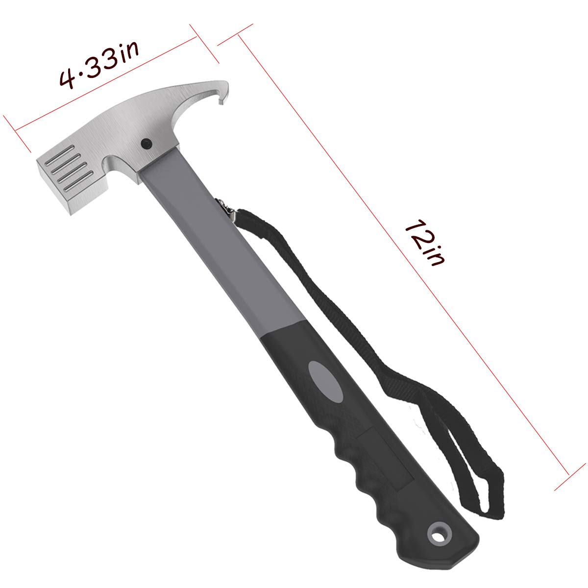 **Heavy Duty Camping Hammer with Tent Stake Remover - 12.6
