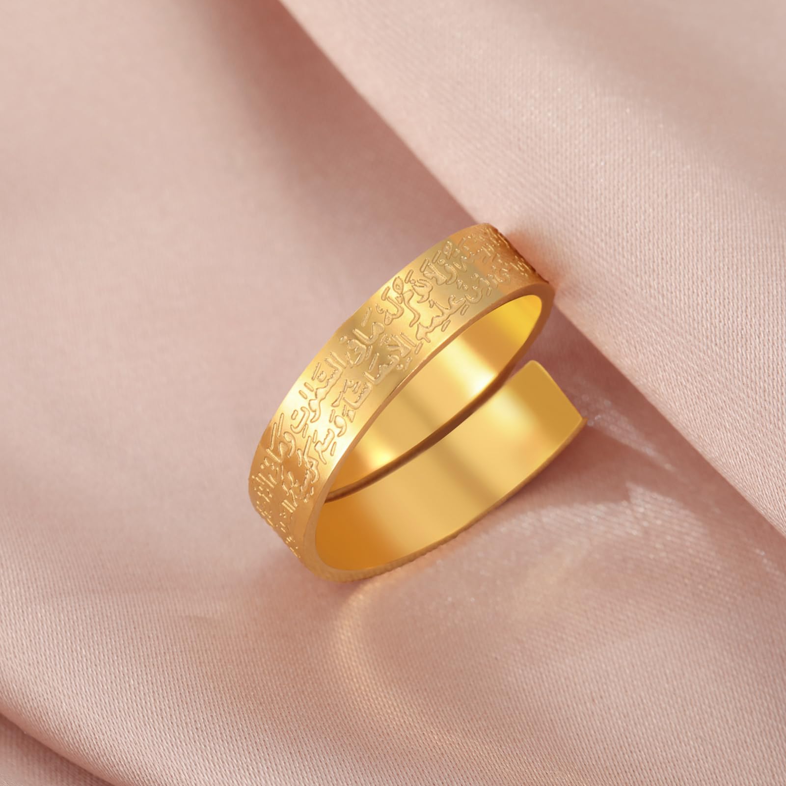 Dreamtimes Islamic Ayatul Kursi Ring - Openable Quran Allah Ring for Women & Men - Arabic Calligraphy Jewelry - Perfect Muslim Gift for Eid, Ramadan & Daily Wear