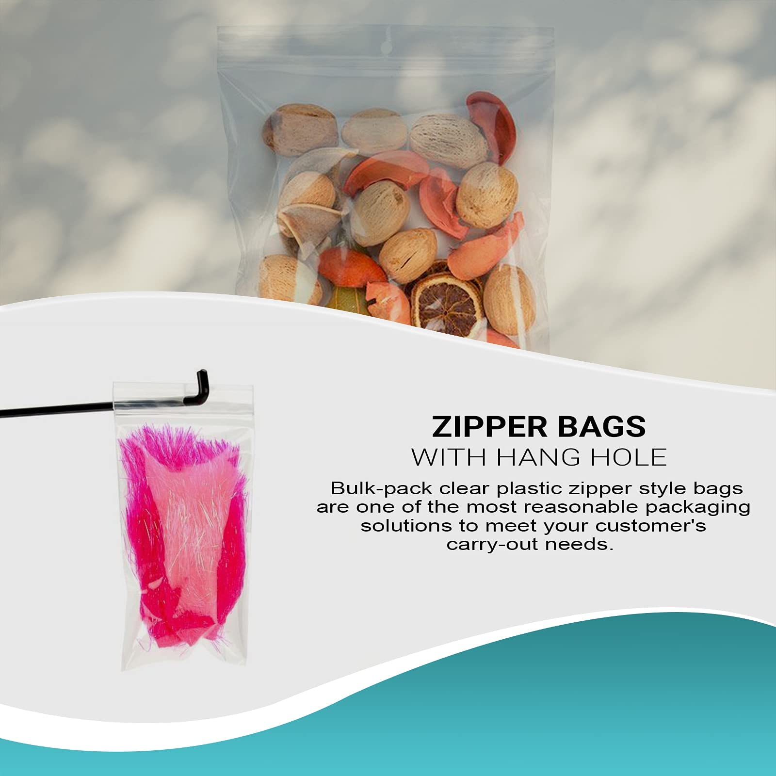 100 Pack 6x9 Inch Clear Reclosable Zipper Bags with Hanging Holes - 2 Mil Thick Resealable Plastic Storage Bags for Pills, Jewelry, Snacks & Small Items | Perfect for Organizing, Travel & Retail Packaging
