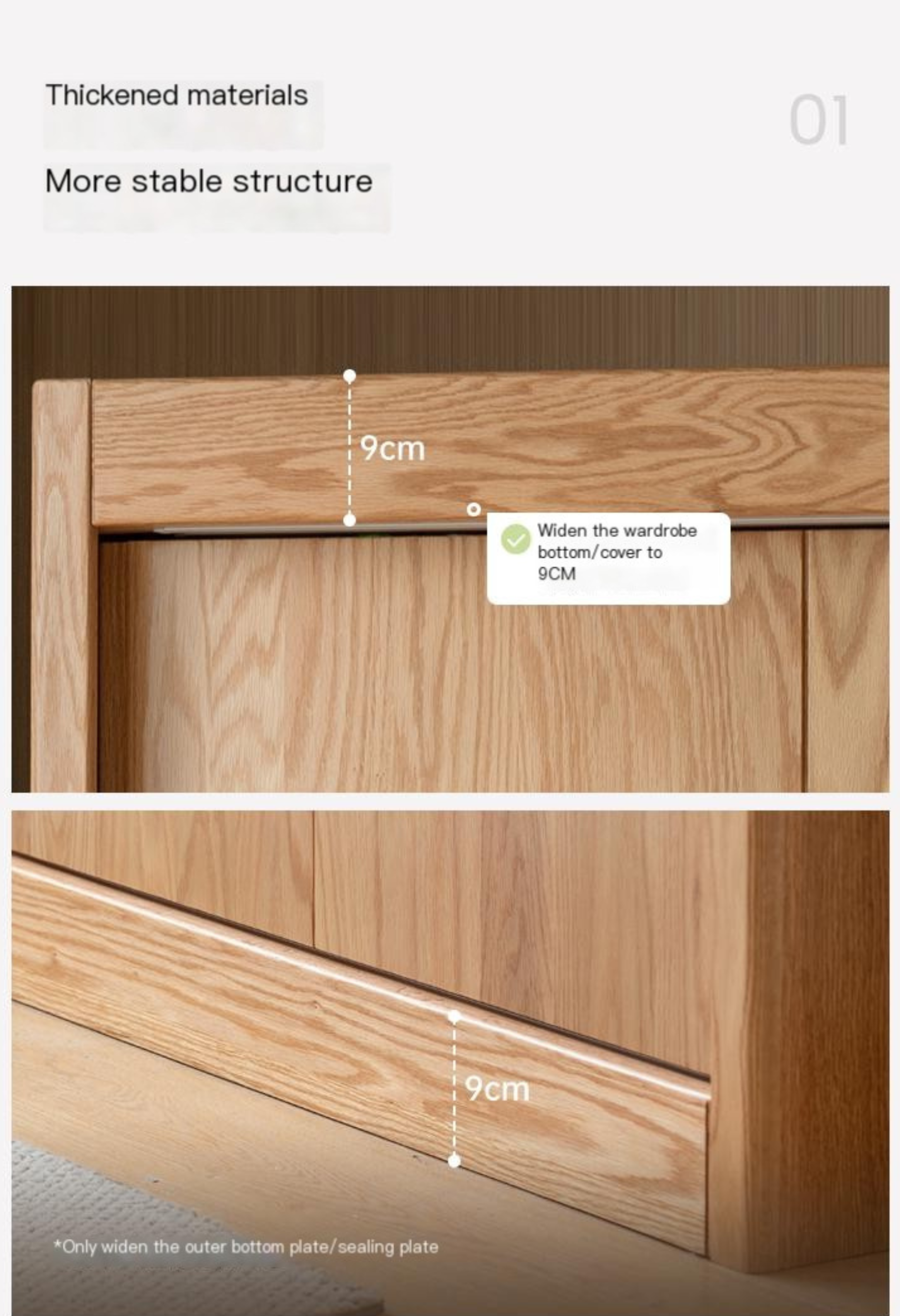 Stylish Oak & Ash Solid Wood Modern Wardrobe - Spacious Closet Organizer for Bedroom, Walk-in Closet & Guest Room Storage