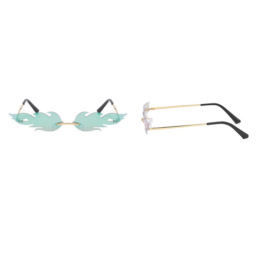 Fire Flame Sunglasses Unisex Rimless Wave Glasses - Stylish UV Protection Eyewear for Party, Beach, and Outdoor Adventures