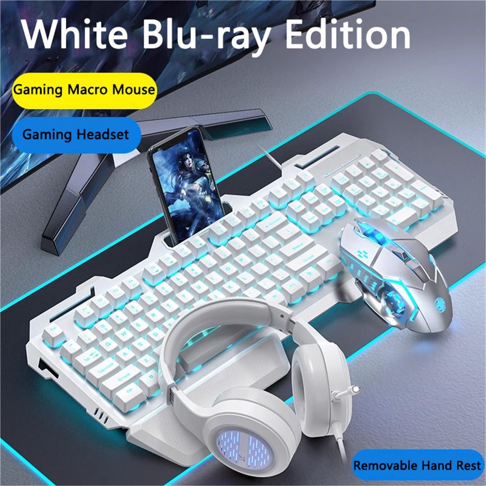 RGB Gaming Keyboard and Mouse Combo with Wired USB Mechanical Switches, Rainbow Backlit for PC - Perfect for Office Work, Beginner Gamers & Professional Gaming Setups