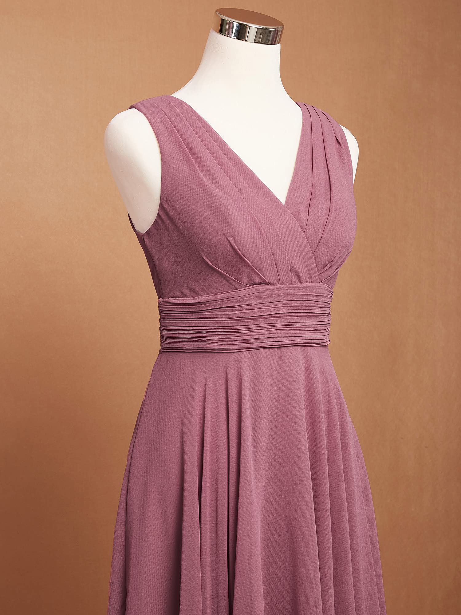 Ever-Pretty Women's V-Neck Pleated Waist Sleeveless Chiffon Cocktail Dress with Irregular Hem - Perfect for Wedding Guest, Bridal Shower, Party & Special Occasions | Style 03142
