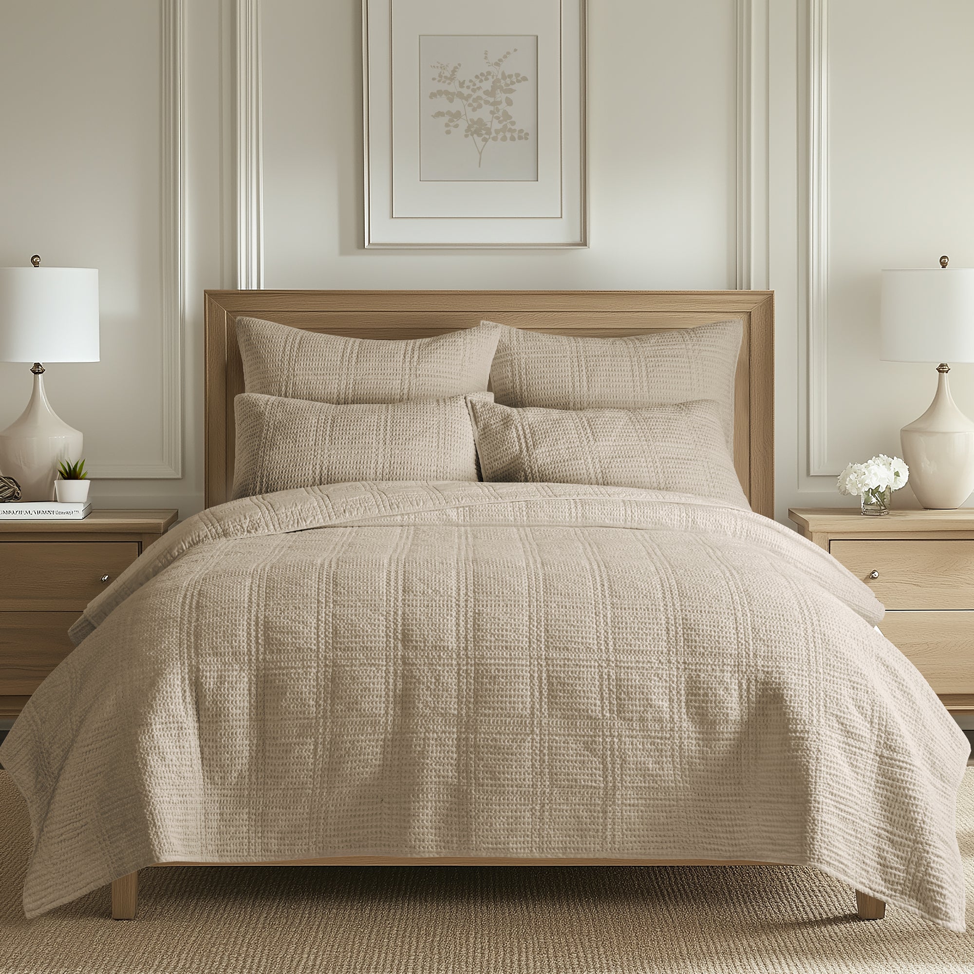 Luxury Cloud Waffle Quilt Set - Ultra Soft Breathable Bedding - Queen Size Comforter & Duvet Cover - Perfect for Cozy Bedroom & Guest Room Decor
