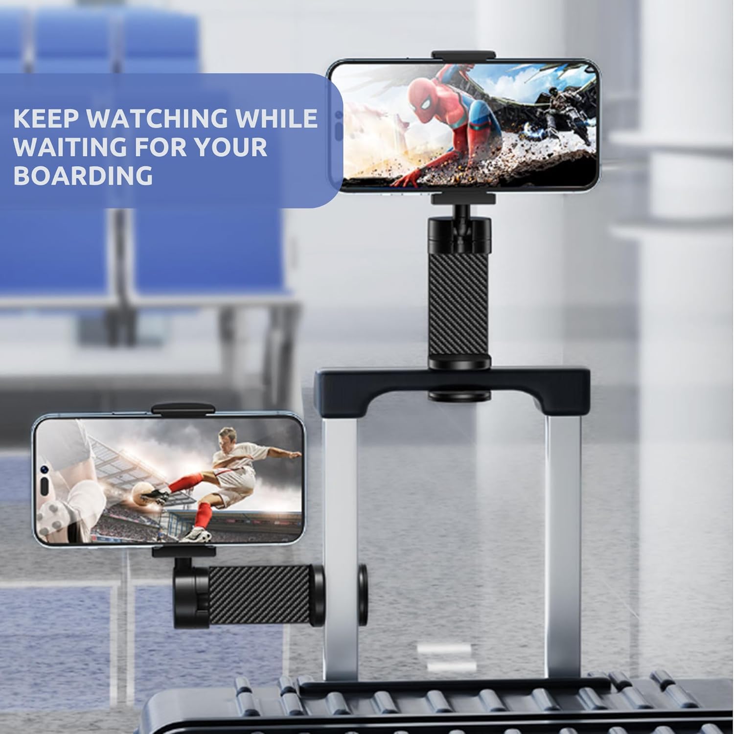 Universal Phone Holder for Airplane, Car & Golf Cart - Hands-Free Stand for iPhone & Samsung - Perfect for Travel, Cruises, Flights & Vacations - Fits Airplane Tables, Car Seats & Desks