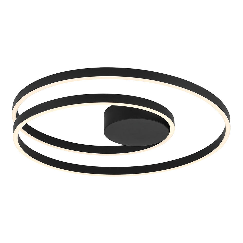 Black LED Flush Mount Ceiling Light - Energy Efficient, Dimmable, Modern Twist Design for Bedroom, Kitchen, Hallway & Office Lighting