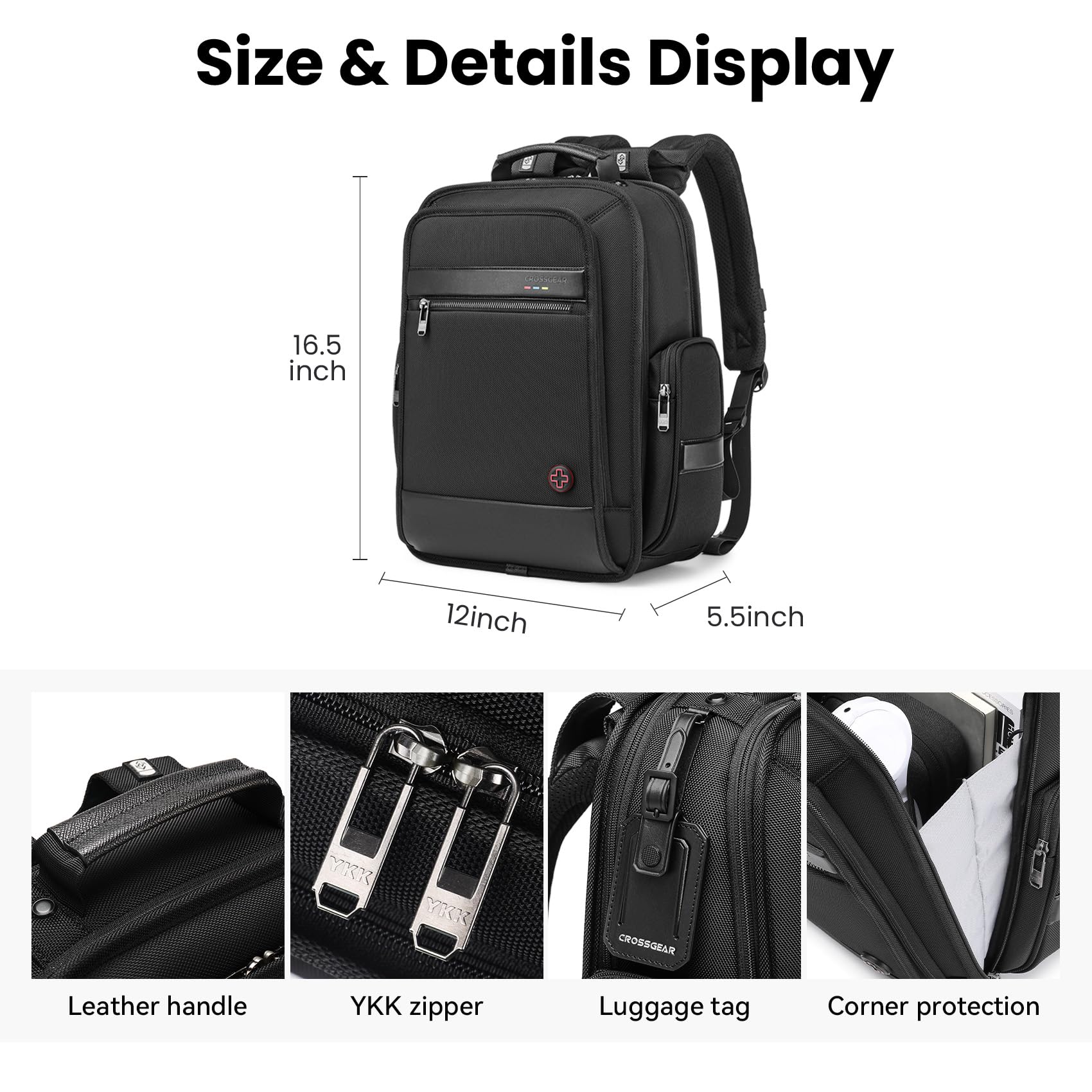 20L Waterproof Business Laptop Backpack for Men & Women - TSA Approved Carry On Travel Backpack with Thick Compartments Fits 15.6