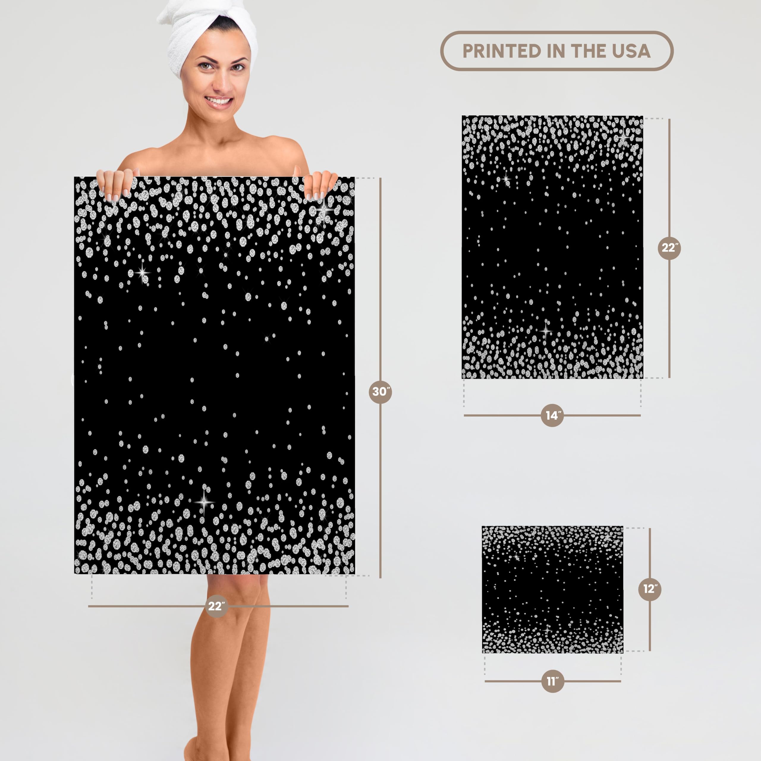 3D Rose Anne Marie Baugh Jewel and Sparkle Faux Diamond Confetti Bath Towels - Soft & Absorbent Cotton Towel Set for Spa, Bathroom Decor, Bridal Shower Gift (twl-254790-1)