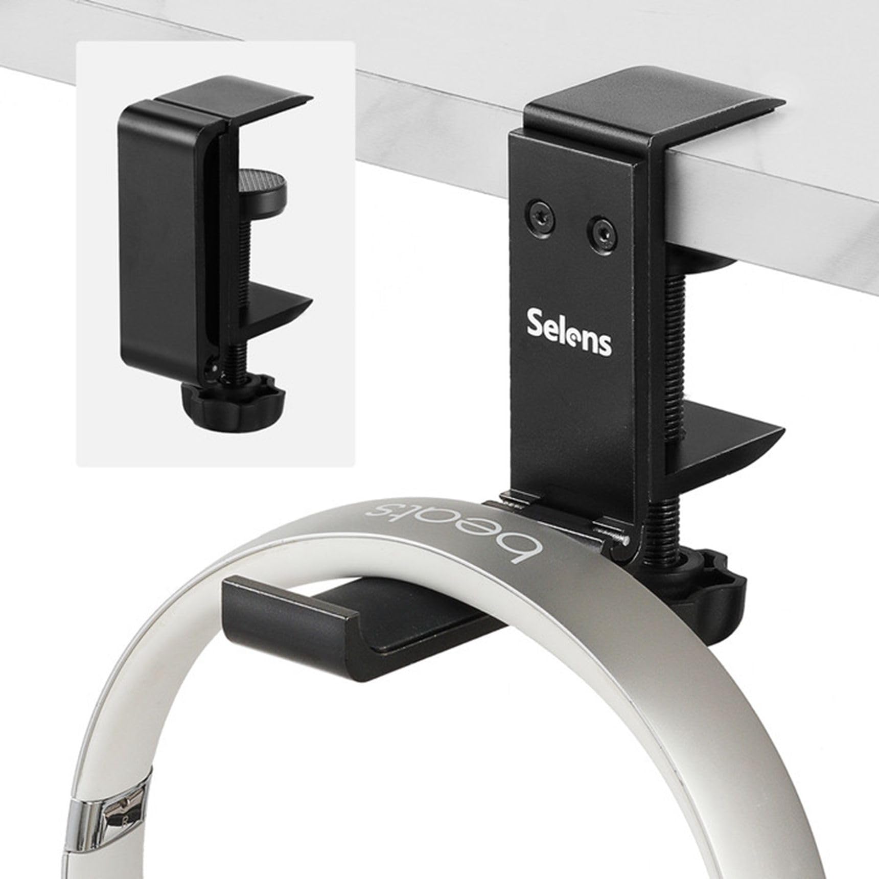 Selens Foldable Headphone Holder - Space Saving Aluminum Headset Hanger for Gaming & Over-Ear Headphones, Universal PC Desk Stand for Soundbars & Headsets - Perfect for Home Office, Gaming Setup & Workspace Organization