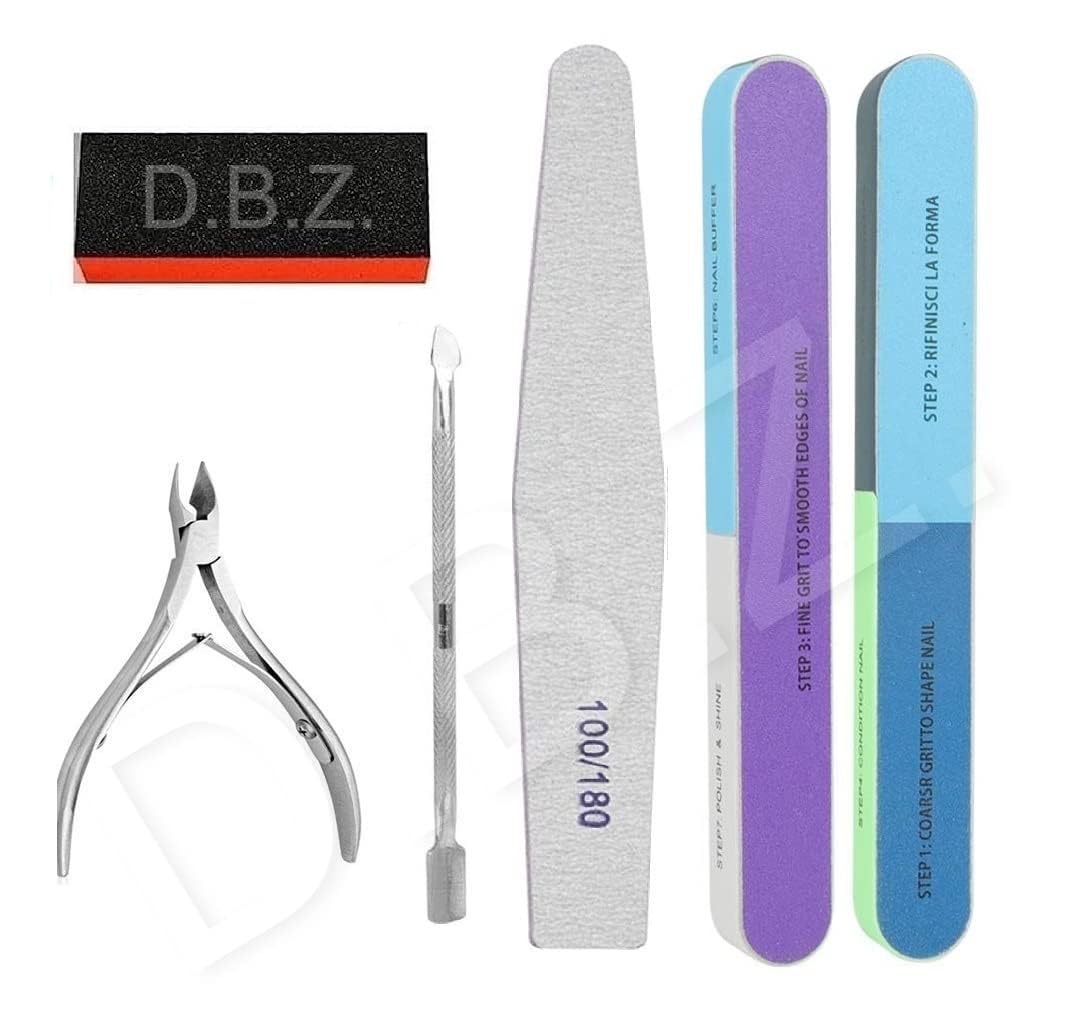 D.B.Z. Professional Manicure Nail File Kit - 12-Piece Complete Nail Care Set with Double-Sided Nail File, Buffer Block, 7-Way Nail File, Cuticle Clipper & Pusher - Perfect for Salon, Home Nail Art & DIY Manicures