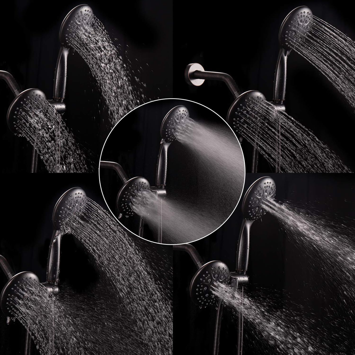 SR SUN RISE 3-Way Rainfall Shower Faucet Set - Oil Rubbed Bronze Shower Head with Handheld Sprayer & 71