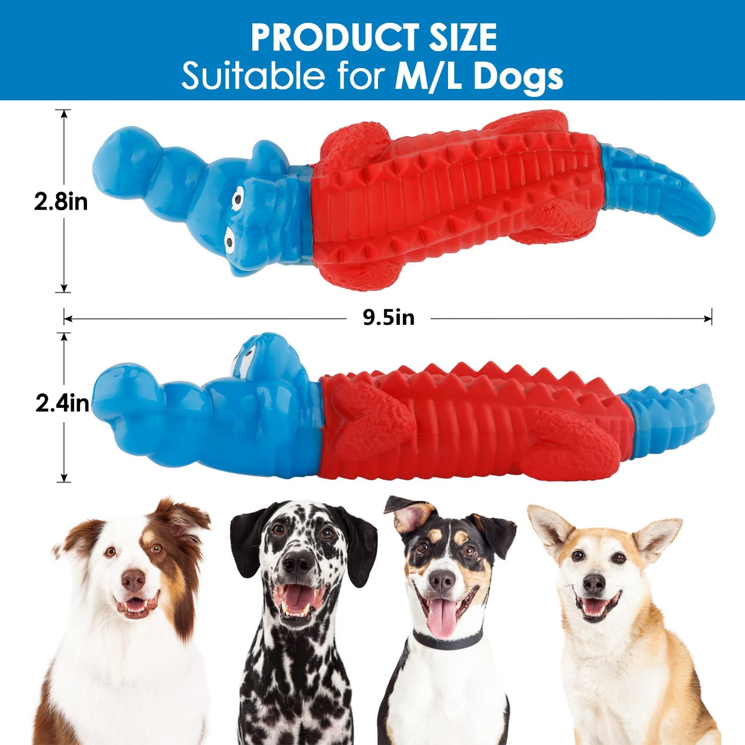 Squeaky Dog Ball and Chew Toy Set for Small & Large Dogs - Durable Pet Chew Toys for Aggressive Chewers - Interactive Play & Teeth Cleaning (Great for Fetch, Training, and Indoor/Outdoor Play)