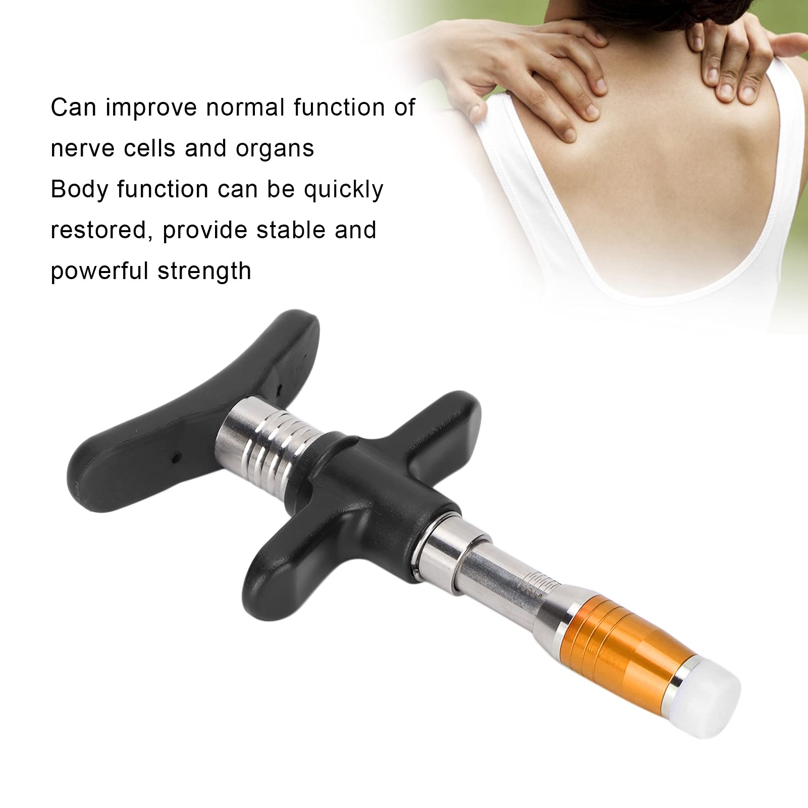 ANGGREK Chiropractic Tool - 10-Level Manual Spinal Massager & Adjusting Instrument for Muscle Relaxation (Gold) | Portable Back Pain Relief Device for Home, Office & Travel Use