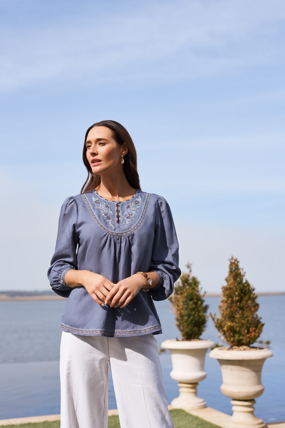 Embroidered Swing Blouse for Women - Flowy Boho Chic Top with Twilight Floral Design | Perfect for Casual Outings, Date Nights & Summer Vacations