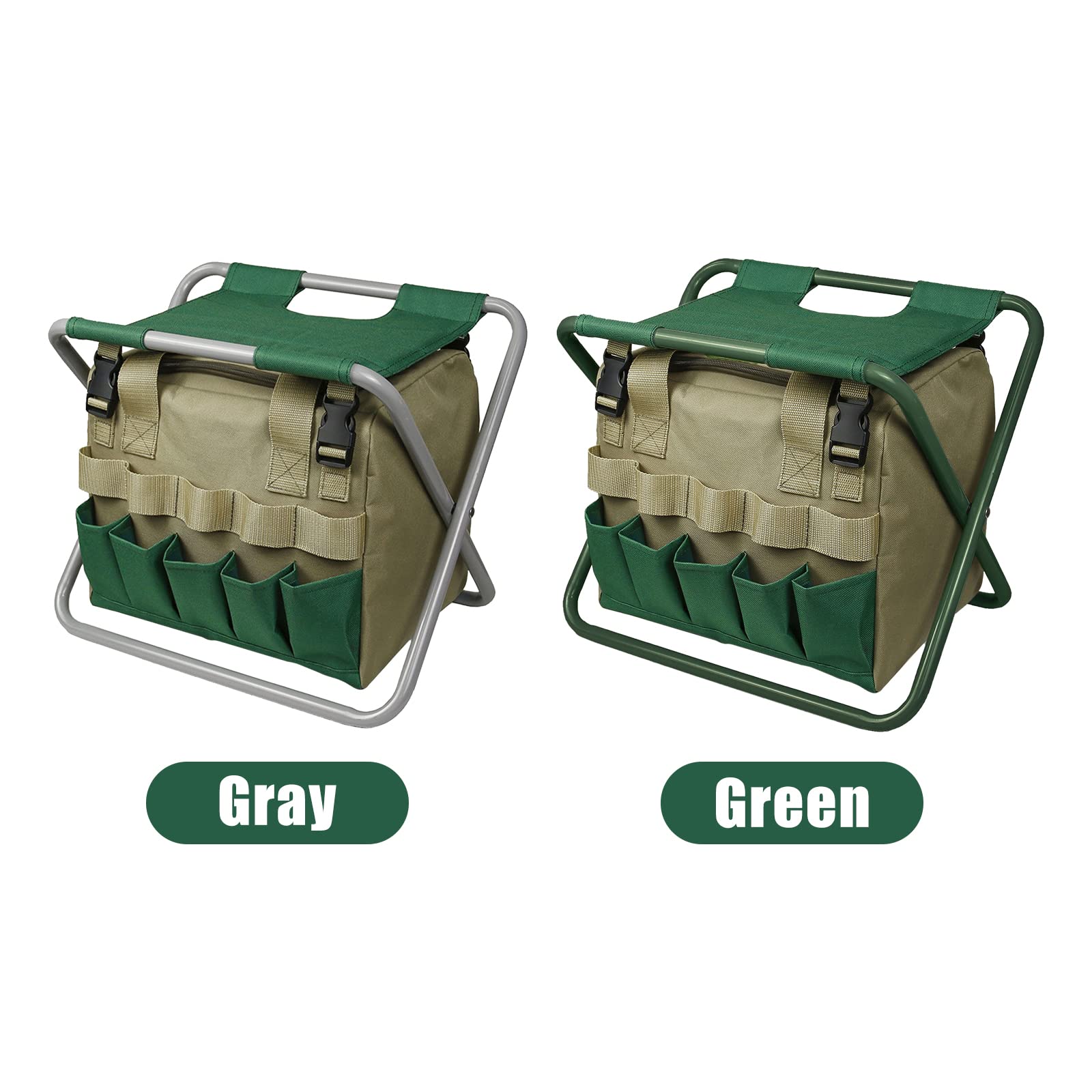 **Kavolet Heavy Duty Garden Tool Bag with Folding Stool - Large Capacity Detachable Canvas Storage Organizer for Gardening, Lawn & Yard Tools - Perfect for Outdoor Work, Landscaping & DIY Projects**