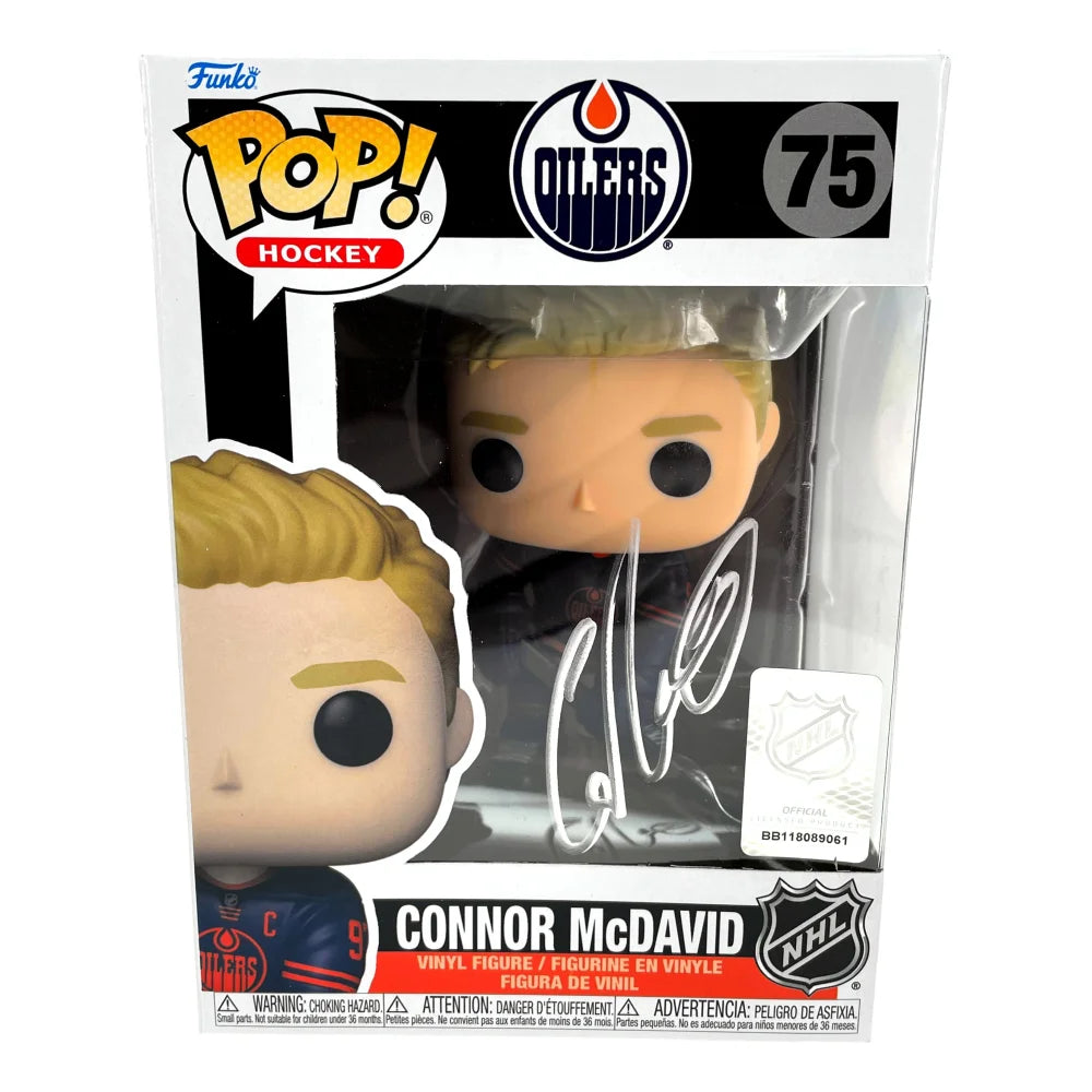 Connor McDavid Autographed Funko Pop #75 Edmonton Oilers JSA COA Signed Hockey Figure - Perfect for NHL Fans, Collectors & Hockey Memorabilia Displays