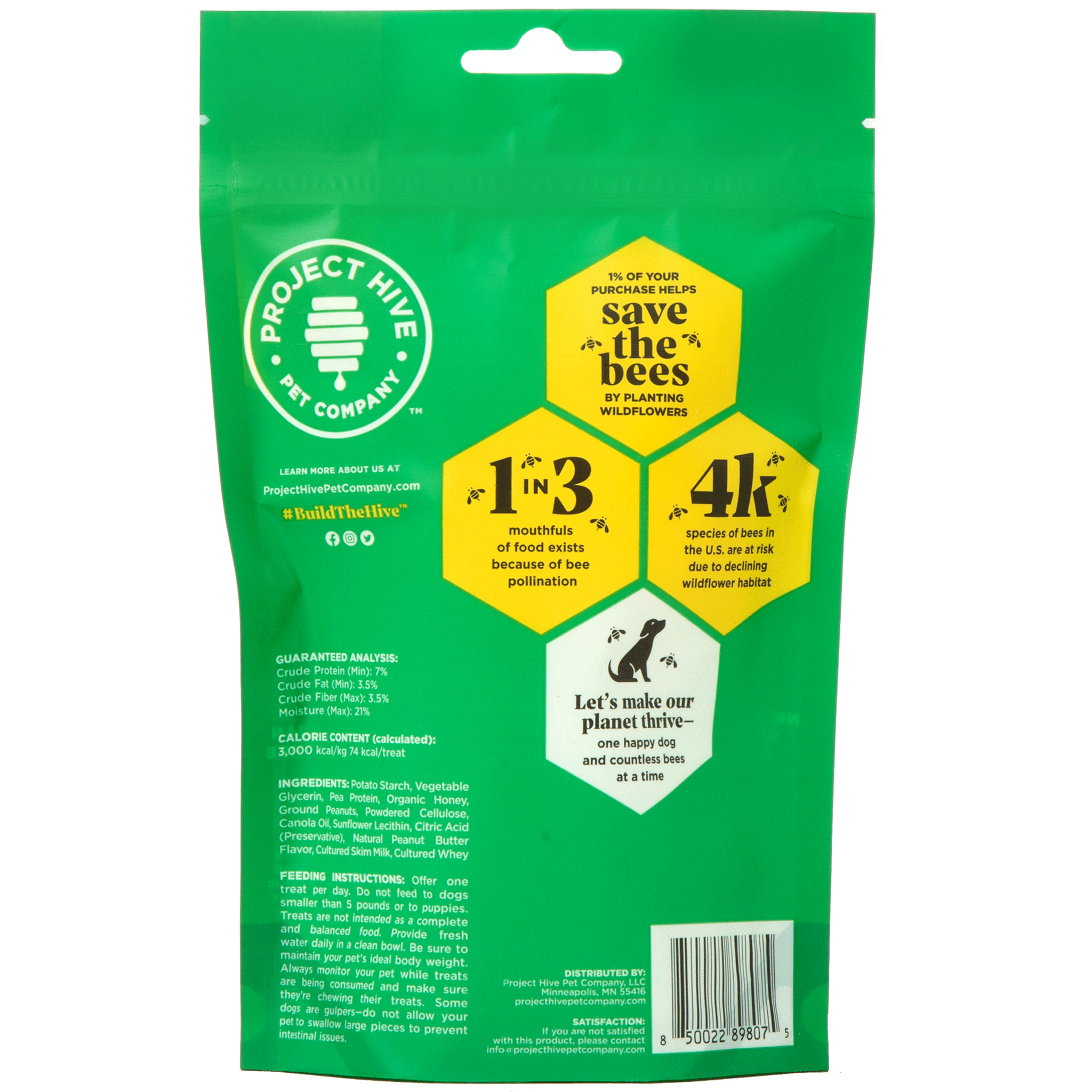 Project Hive Large Dog Chew Stick - Natural Honey Flavor 7 oz - Long-Lasting Dental Chew Toy for Aggressive Chewers - Perfect for Training, Teething & Anxiety Relief