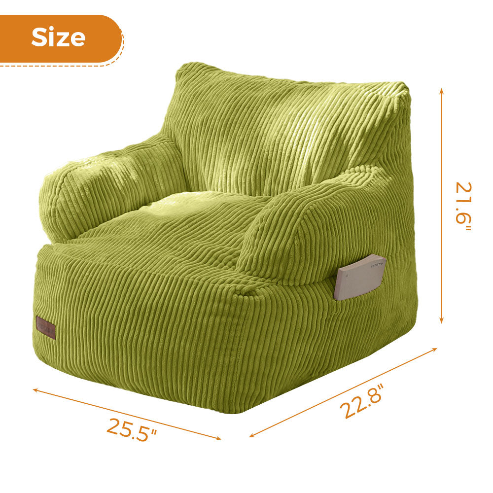 MAXYOYO Kids Bean Bag Chair - Soft & Comfortable Toddler Bean Bag Sofa with Removable Filler for Boys & Girls (Green) - Perfect for Playroom, Bedroom & Reading Nook