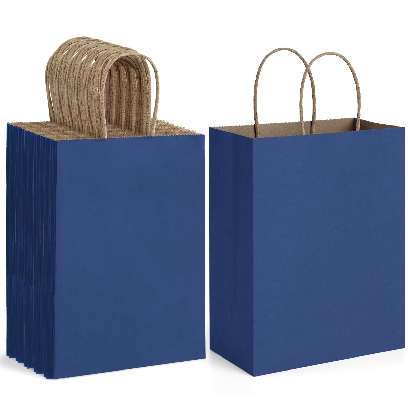 Premium Kraft Paper Gift Bags with Handles - 8x4.25x10.5 Inch Eco-Friendly Party Favor Bags (50 Pack) - Perfect for Birthday Parties, Wedding Favors, Candy Treats & Boutique Shopping Bags