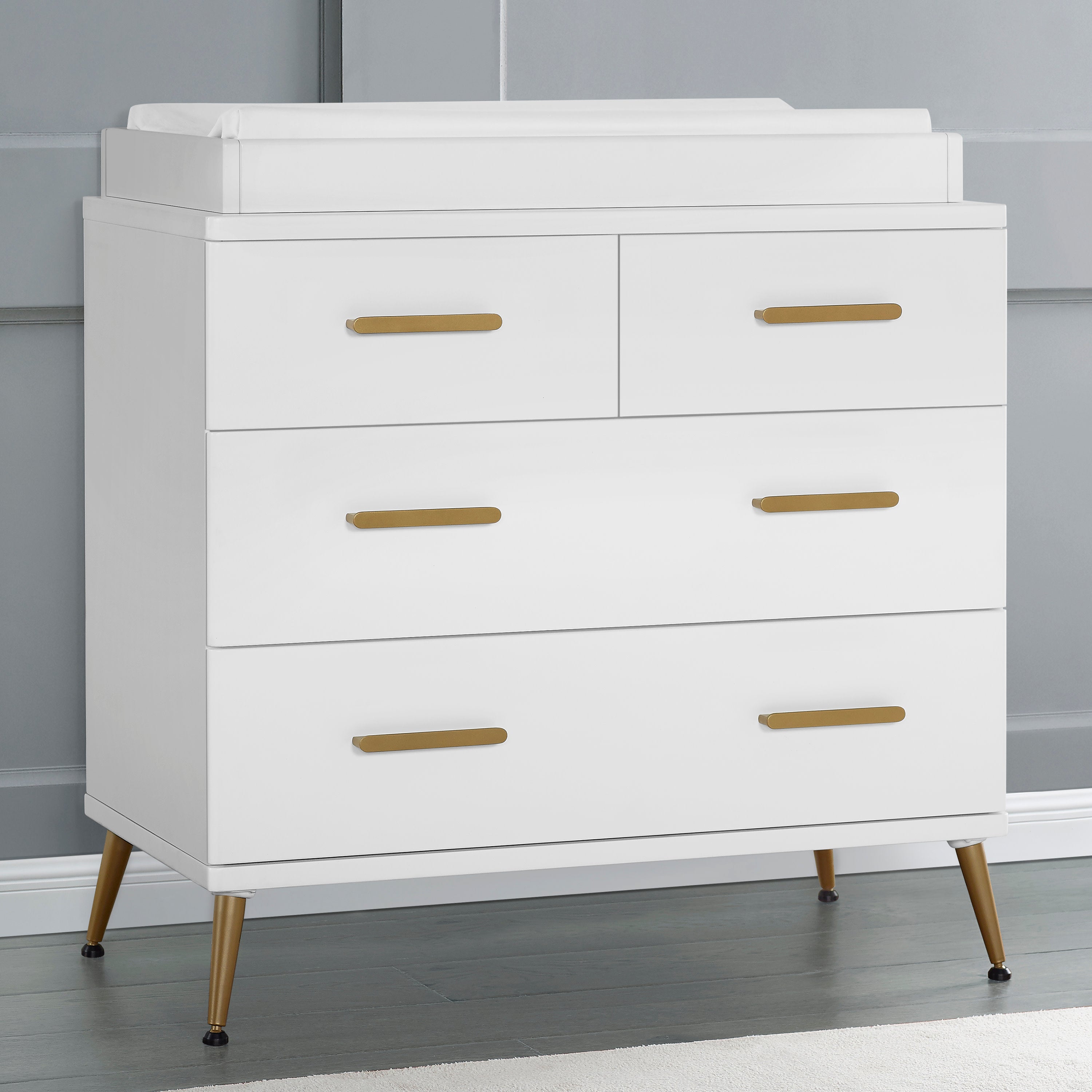 Sloane 4-Drawer Baby Dresser with Changing Table Top - Nursery Storage Solution for Diapers, Clothes & Essentials | Perfect for Newborns & Toddlers