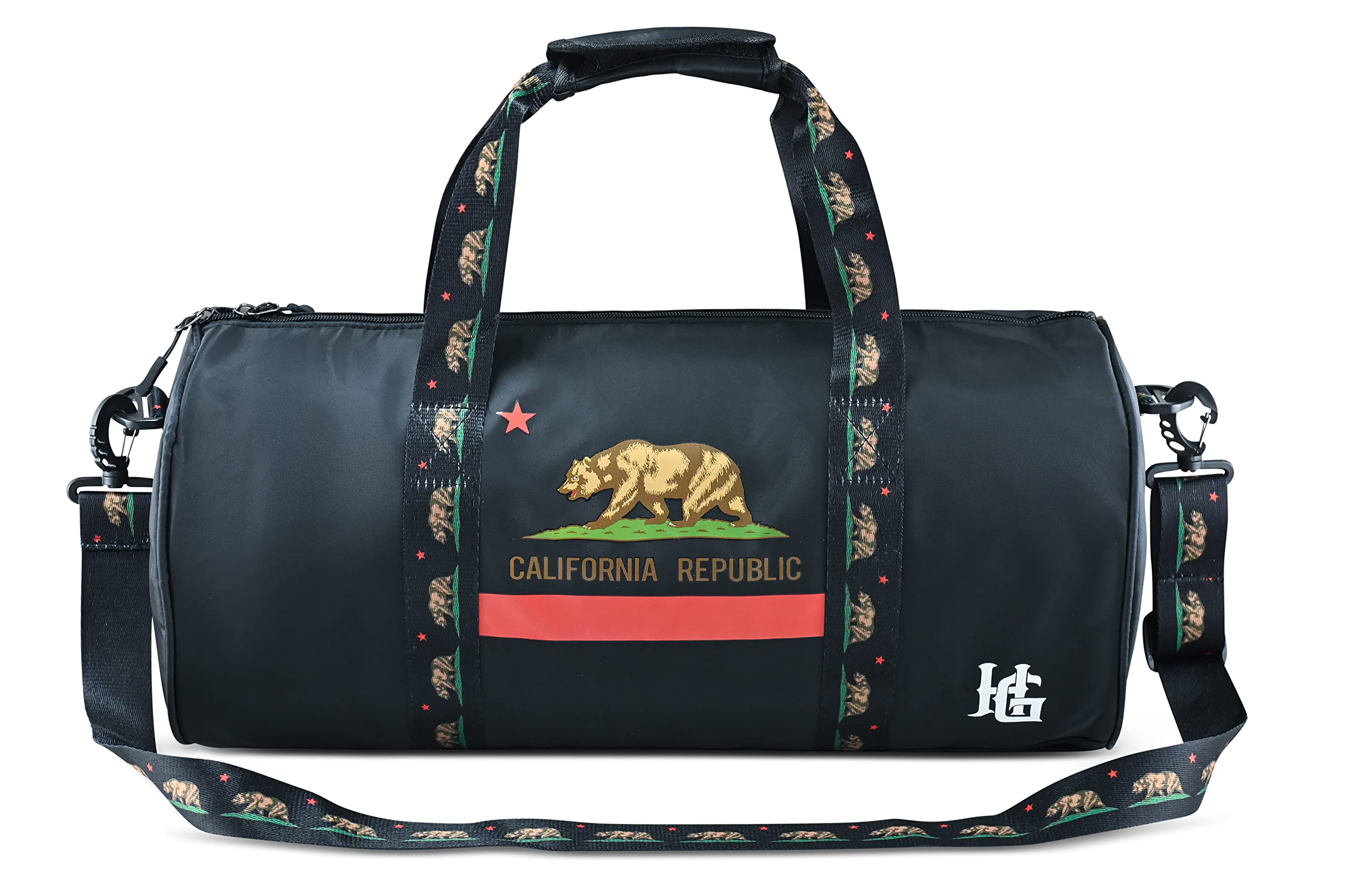Waterproof Duffle Bag for Travel, Gym & Outdoor Activities - Large Opening, Comfortable Handles - Durable Sports Duffel for Men & Women - Perfect for Camping, Boating & Weekend Getaways (California Republic)