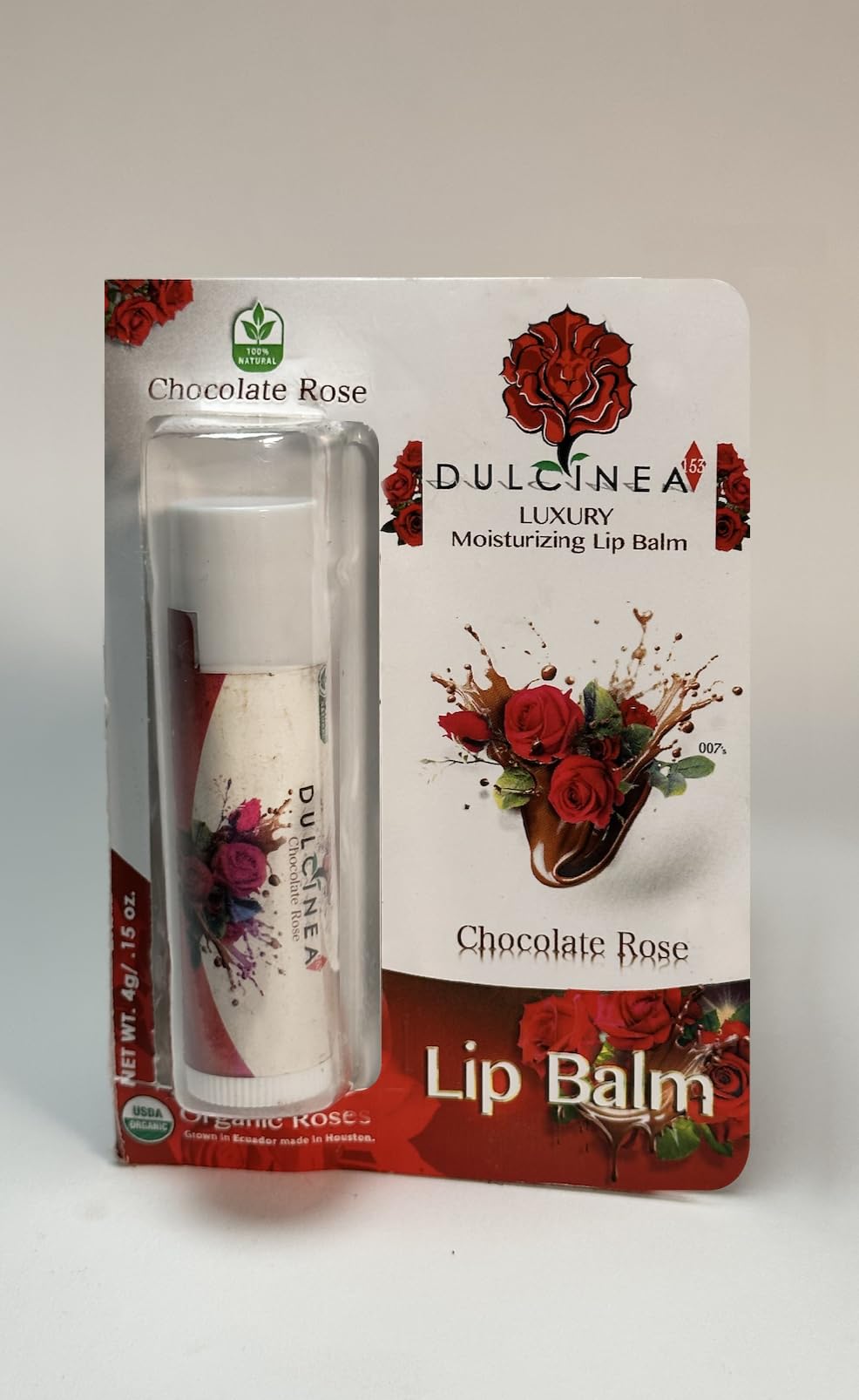 Natural Luxury Chocolate Rose Moisturizing Lip Balm - 0.15 oz, 100% Organic, Vegan & Cruelty-Free - Perfect for Dry Lips, Daily Hydration & Gift Giving