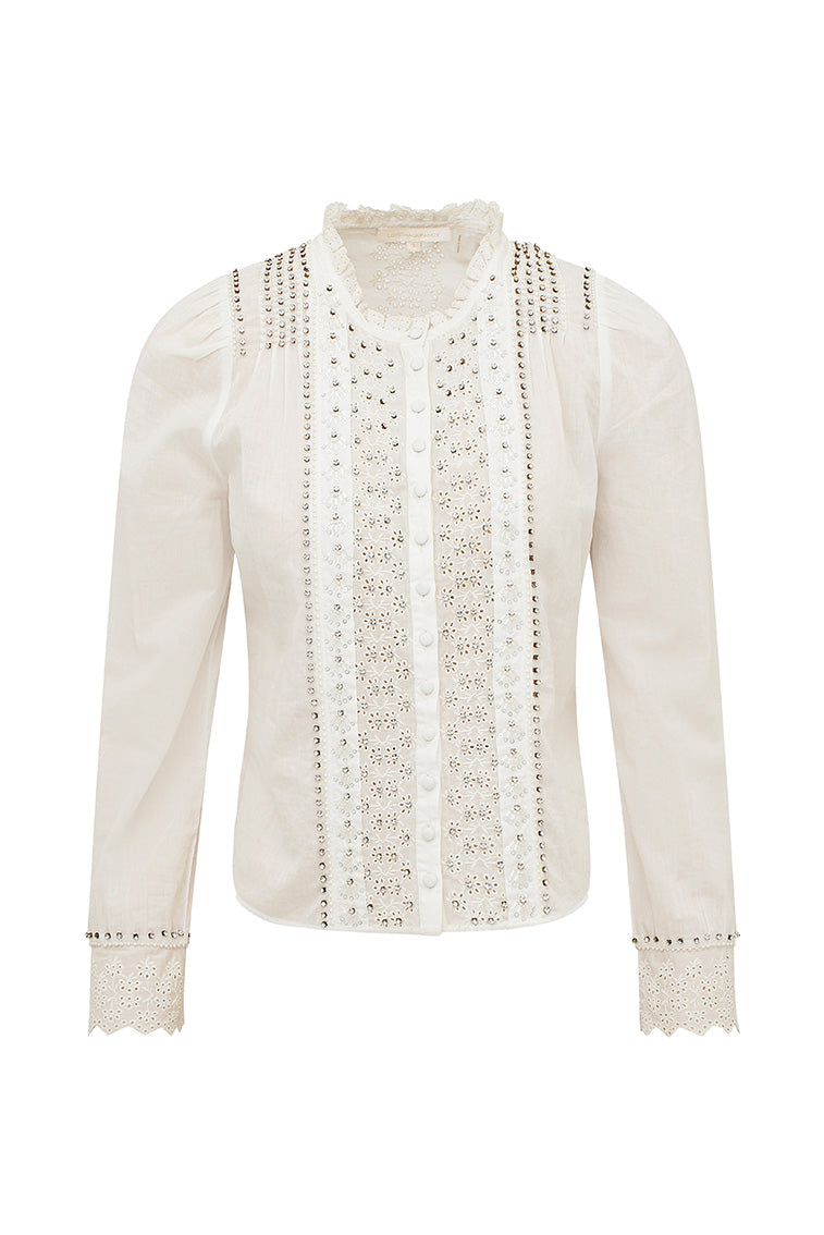 Elegant Mildrene Rhinestone Studded Blouse for Women | Sparkling Party Top | Perfect for Evening Events, Weddings & Special Occasions