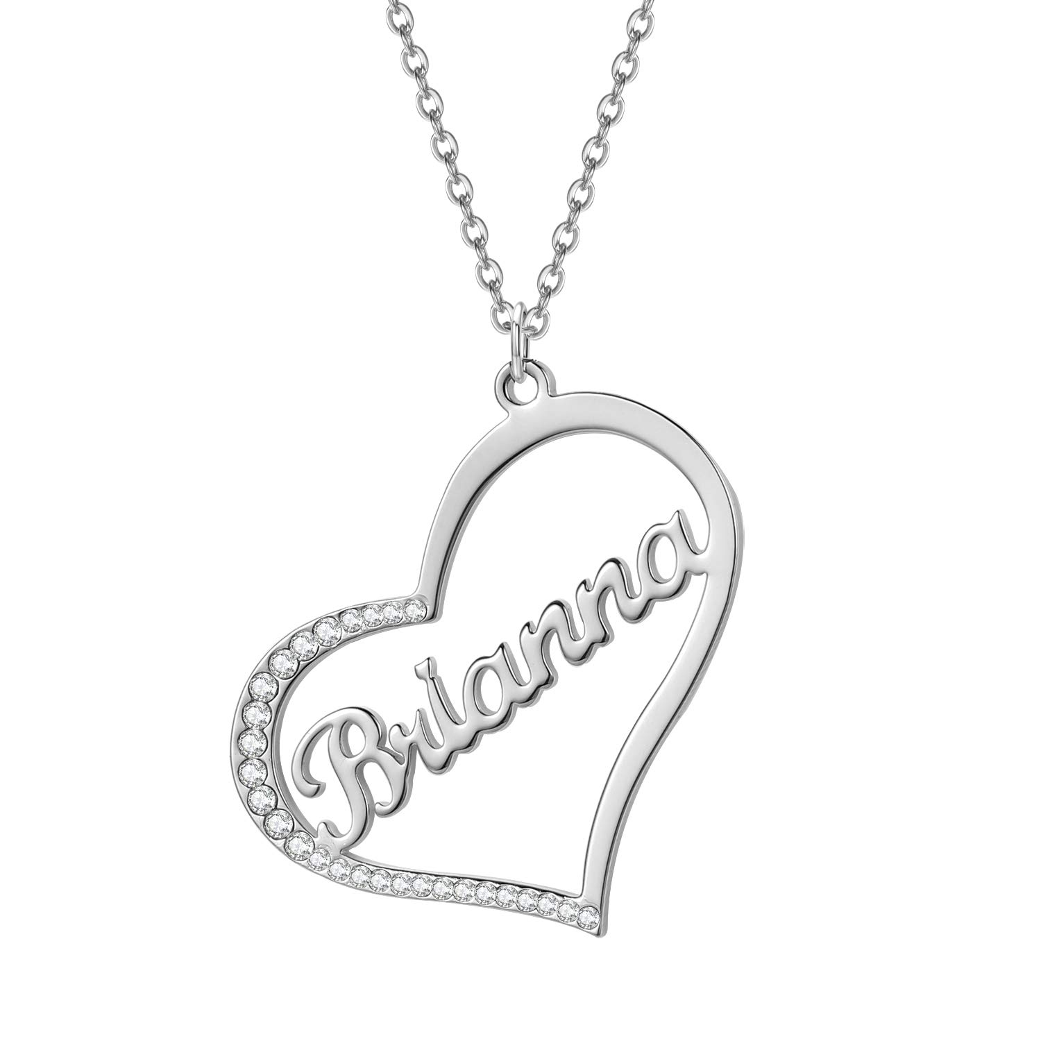 Personalized Heart Name Necklace for Women - Custom Stainless Steel Zircon Nameplate Jewelry - Perfect Gift for Birthday, Anniversary & Valentine's Day