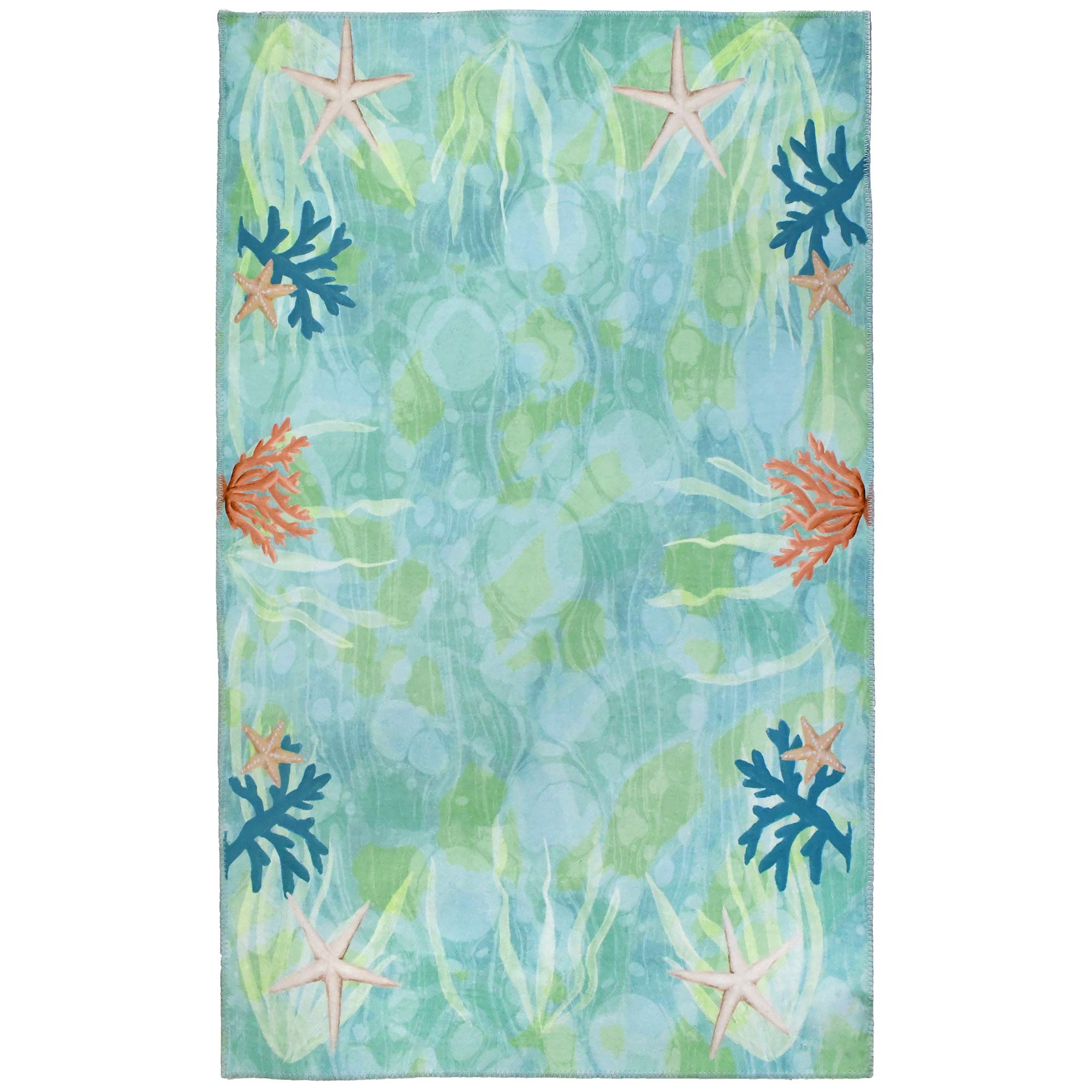 Homefires Ocean Bubbles Machine Washable Blue and Green Area Rug 36