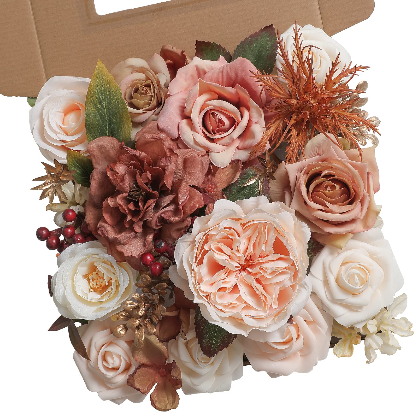 YYHUAWU Artificial Flowers Combo Set - Fake Rose Flowers with Stems & Leaves for DIY Wedding Bouquets, Centerpieces, Baby Shower Decor, Home & Party Arrangements - Perfect for Table Decor, Vase Fillers, and Gift Box Embellishments (Blush Pink)
