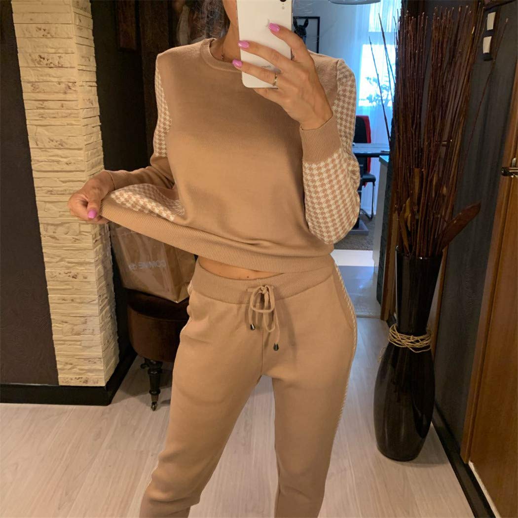 Women's Goose Foot Embroidery Pullover Sweater & Drawstring Harem Pants 2-Piece Winter Sweater Set - Cozy Outfit for Casual Wear, Christmas Gifts & Cold Weather Fashion