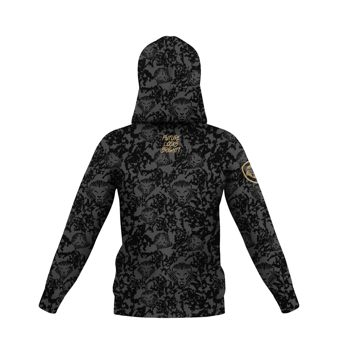 Lion Shield Charcoal Grey Performance Full Zip Hoodie for Men - Lightweight Athletic Pullover with Pockets - Perfect for Gym, Running & Outdoor Activities