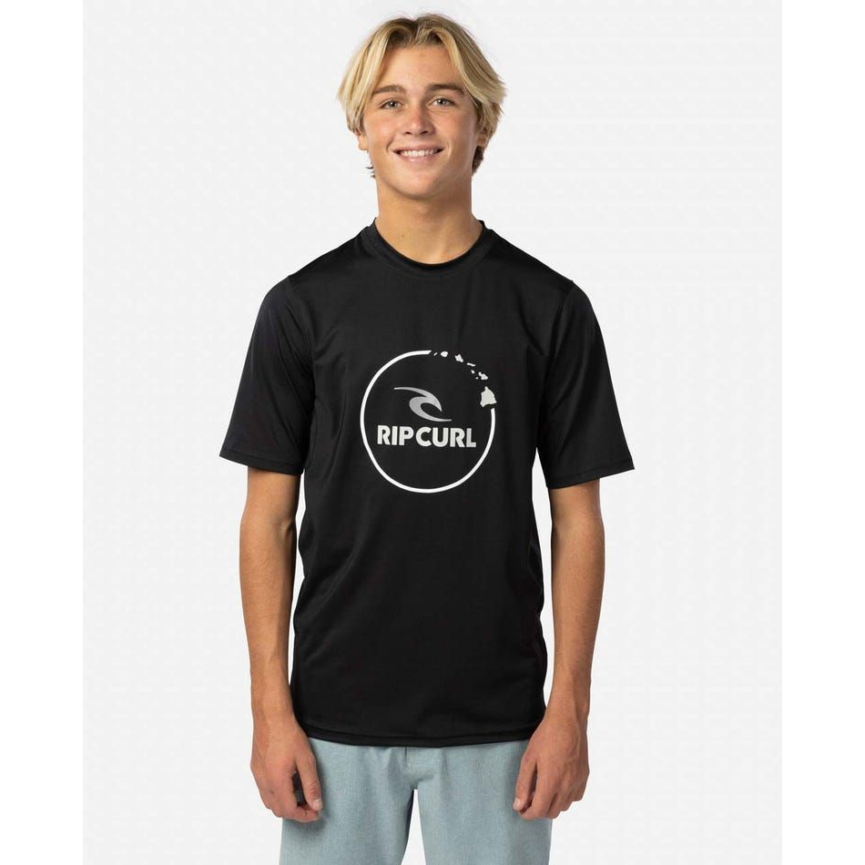 Rip Curl Island Vibe Short Sleeve Relaxed UPF 50+ Sun Protection T-Shirt for Men - Comfortable Beach & Surf Wear for Summer Vacation, Surfing, and Outdoor Activities