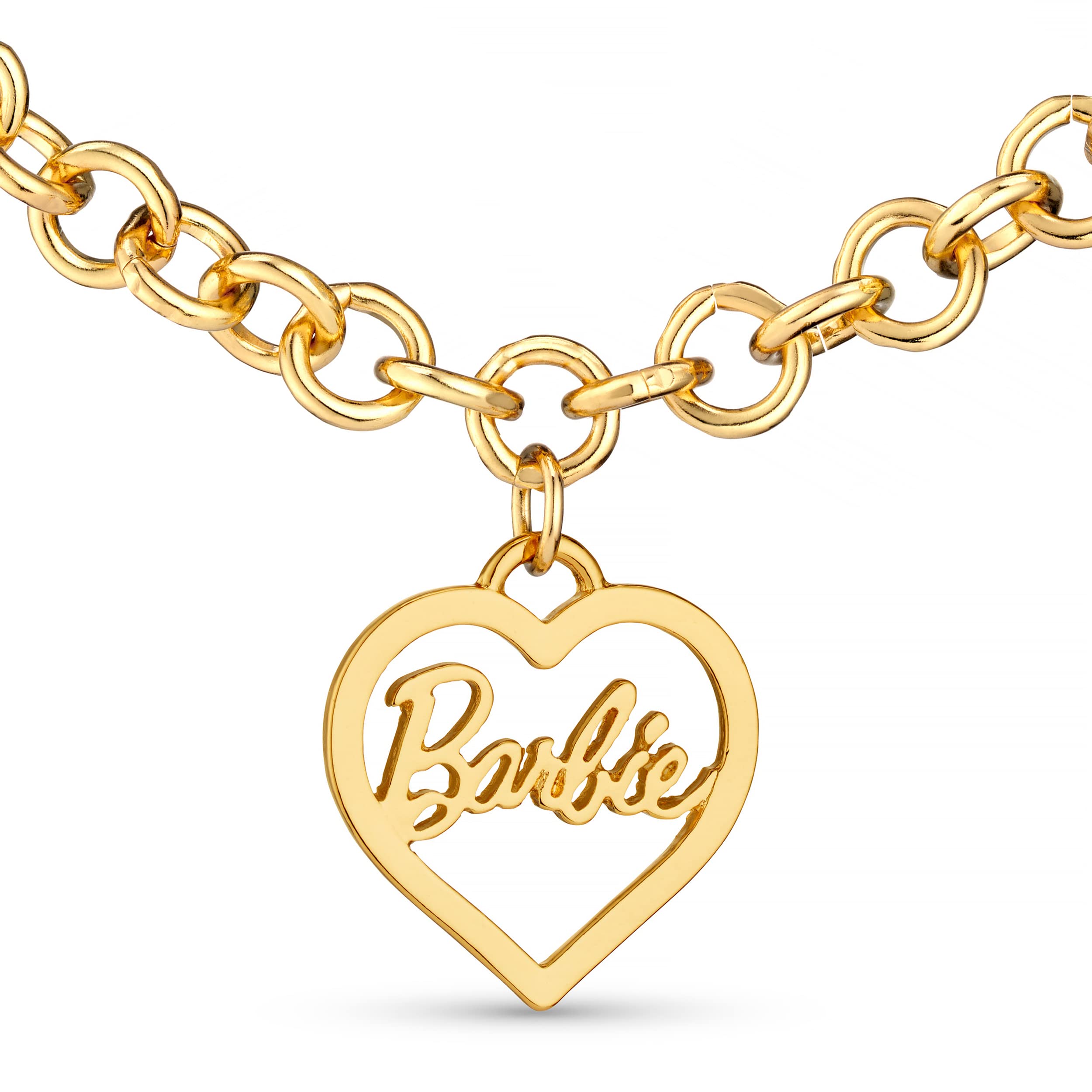 Barbie Round Link Heart Necklace - Elegant Gold Plated Jewelry for Women & Girls | Perfect Gift for Birthdays, Valentine's Day & Special Occasions