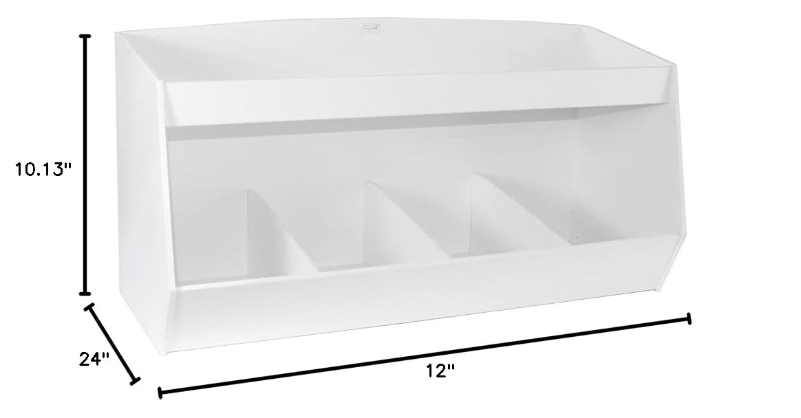 TrippNT 4-Bin Lab Storage Shelf - Durable Plastic Organizer for Science Labs, Classrooms & Home Use - Perfect for Storing Chemicals, Tools & Supplies