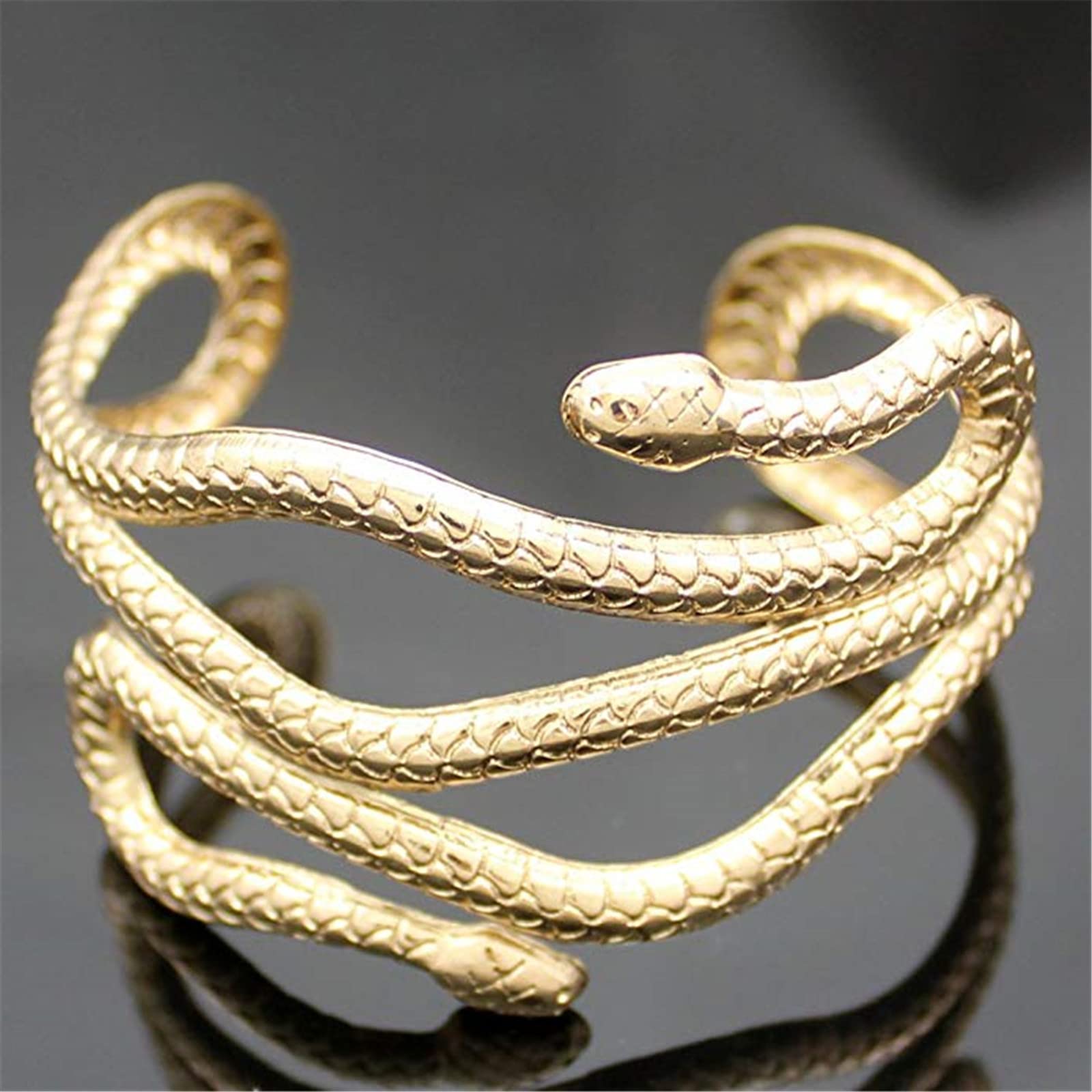 Egyptian Cleopatra Swirl Snake Arm Cuff Bracelet - Open Bangle Armlet with Matching Temporary Tattoos - Perfect for Costume Parties, Halloween, and Boho Fashion Accessories
