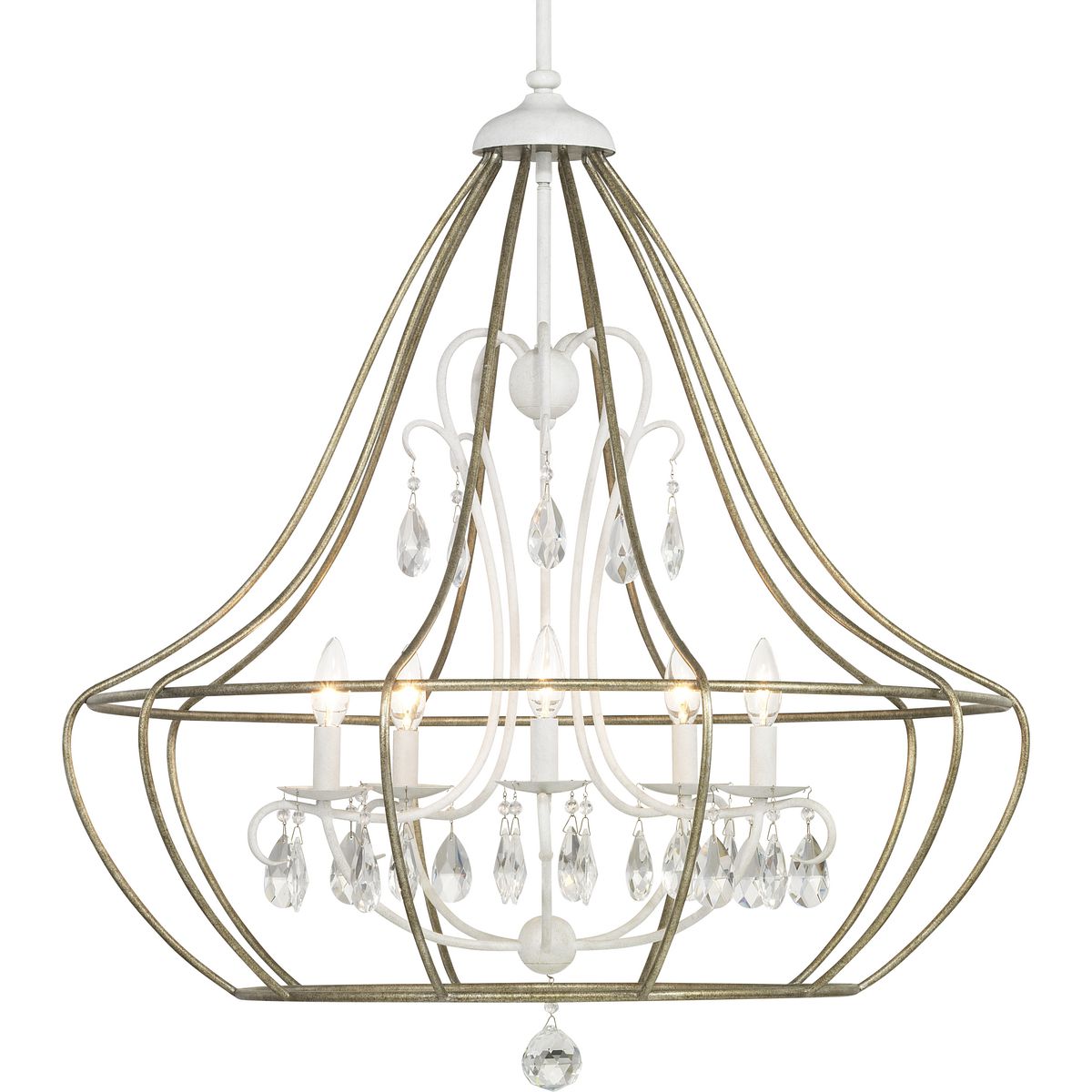 Elegant Fleurette Collection 5-Light Chandelier - Modern Crystal Ceiling Light Fixture for Dining Room, Bedroom & Living Room Decor