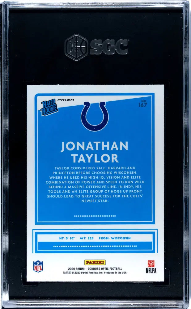 2020 Donruss Optic Jonathan Taylor Rated Rookie Green Velocity Prizm SGC 10 Gem Mint Football Card - Perfect for Collectors, Investors & Sports Memorabilia Enthusiasts