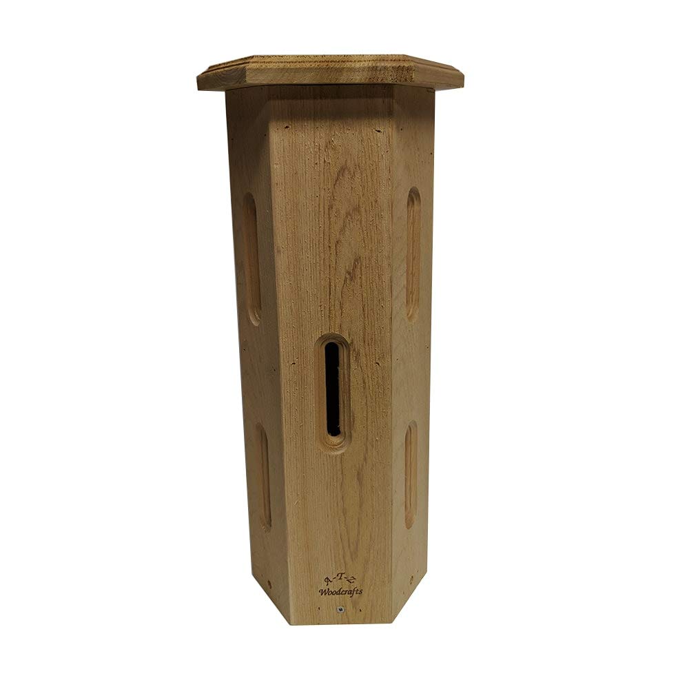 Handmade Hexagonal Cedar Wood Butterfly House - 22.5 Inch Outdoor Garden Decor for Attracting Pollinators