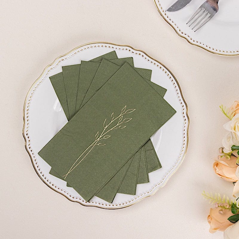 50 Soft 2-Ply Disposable Dinner Napkins with Gold Embossed Leaves - Elegant Table Setting for Weddings, Parties & Fine Dining