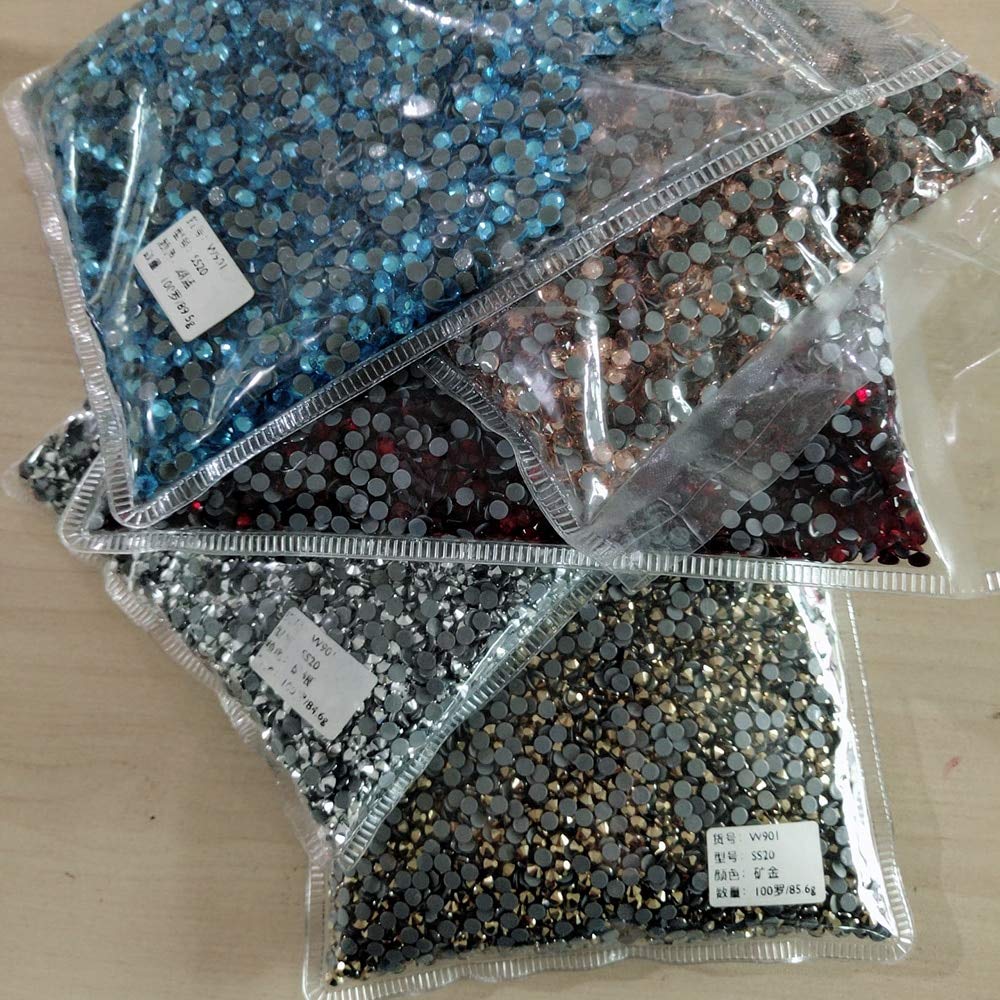 Xuccus Wholesales Hot Fix Rhinestones - Iron On Crystal AB Glass Rhinestones for DIY Clothes (Siam Color, SS20 100Gross) - Perfect for Costume Design, Wedding Dresses & Fashion Accessories
