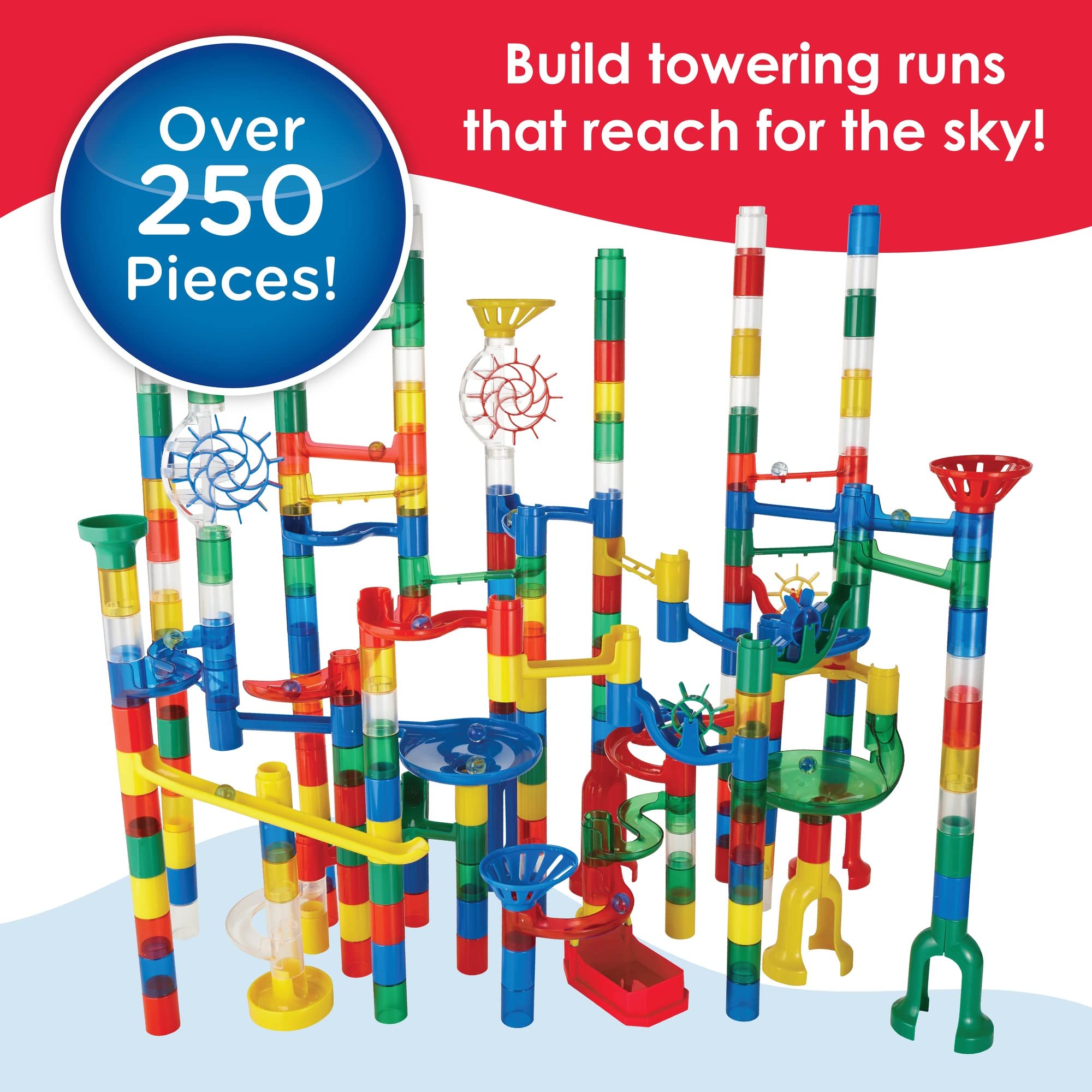 MindWare Mega Marble Run Building Set - 215 Durable Pieces & 40 Marbles - STEM Educational Construction Toy for Kids Ages 4+ - Perfect for Indoor Play, Birthday Gifts & Classroom Learning Activities