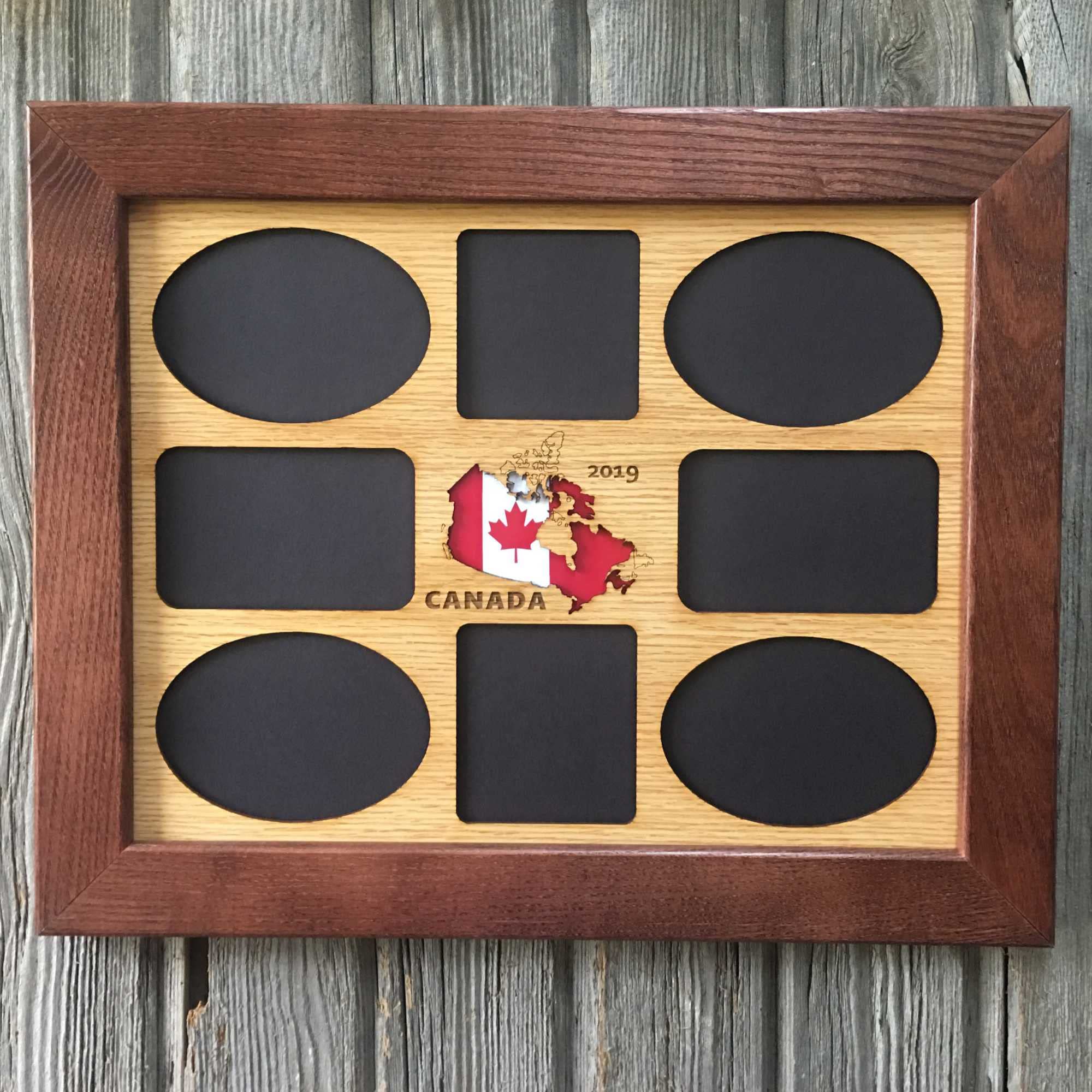 11x14 Country Picture Frame - Rustic Wood Travel Collage Frame Holds 8 Photos | Perfect for Farmhouse Decor, Family Vacation Memories & Wall Display (Canada)