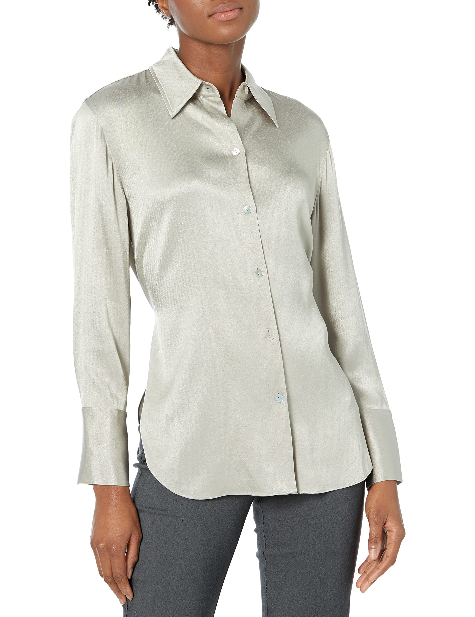 Vince Women's Relaxed Fit Long Sleeve Button Down Shirt - Soft Cotton Casual Blouse for Work, Office & Everyday Wear
