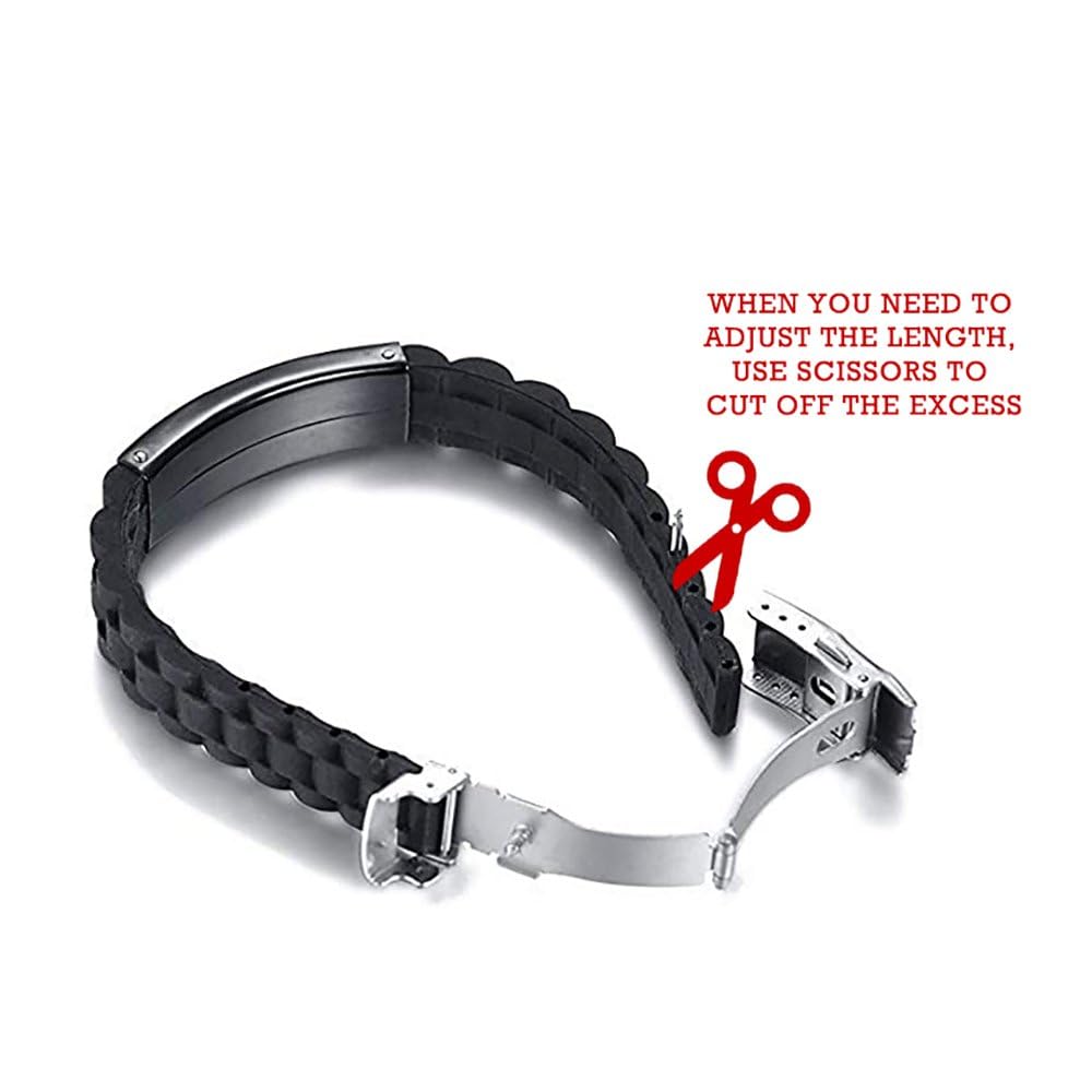Adjustable Medical Alert Bracelet for Men & Women - 8.5 Inch Sport Silicone ID Bracelet with Free Engraving | Emergency Medical Information, Allergy Alert & Daily Wear Safety Accessory