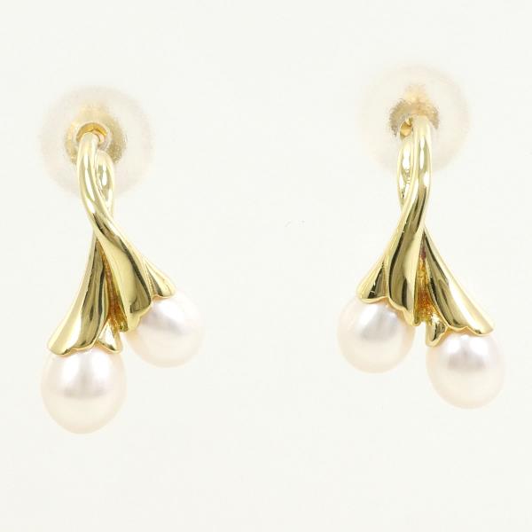 18K Yellow Gold Pearl Earrings for Women - Elegant Stud Earrings with Real Pearls - Perfect for Weddings, Parties & Special Occasions