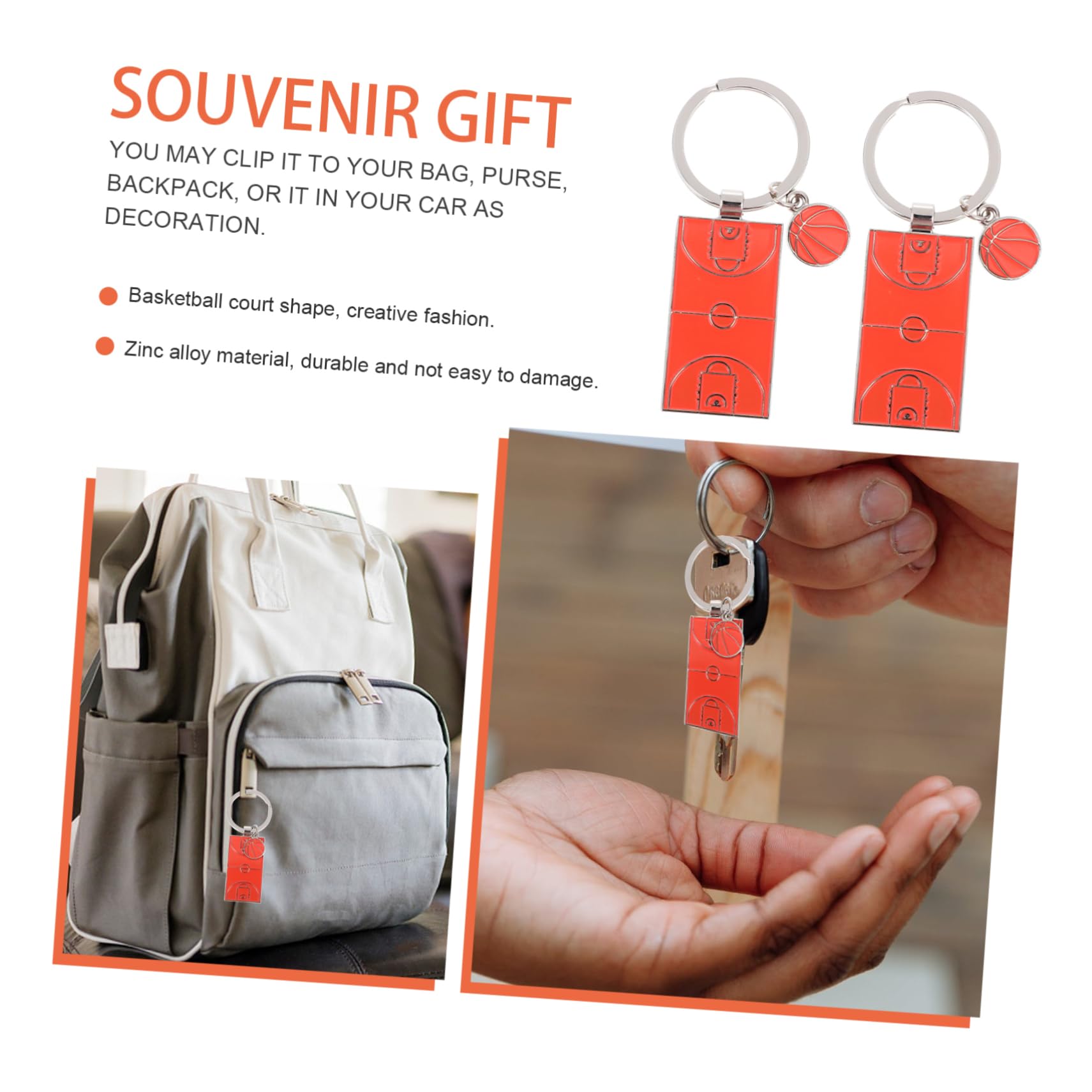 Balacoo 3-Piece Basketball Keychain Set - Sports Key Pendants for Men & Women - Perfect for Basketball Fans, Gifts, and Gym Bag Accessories
