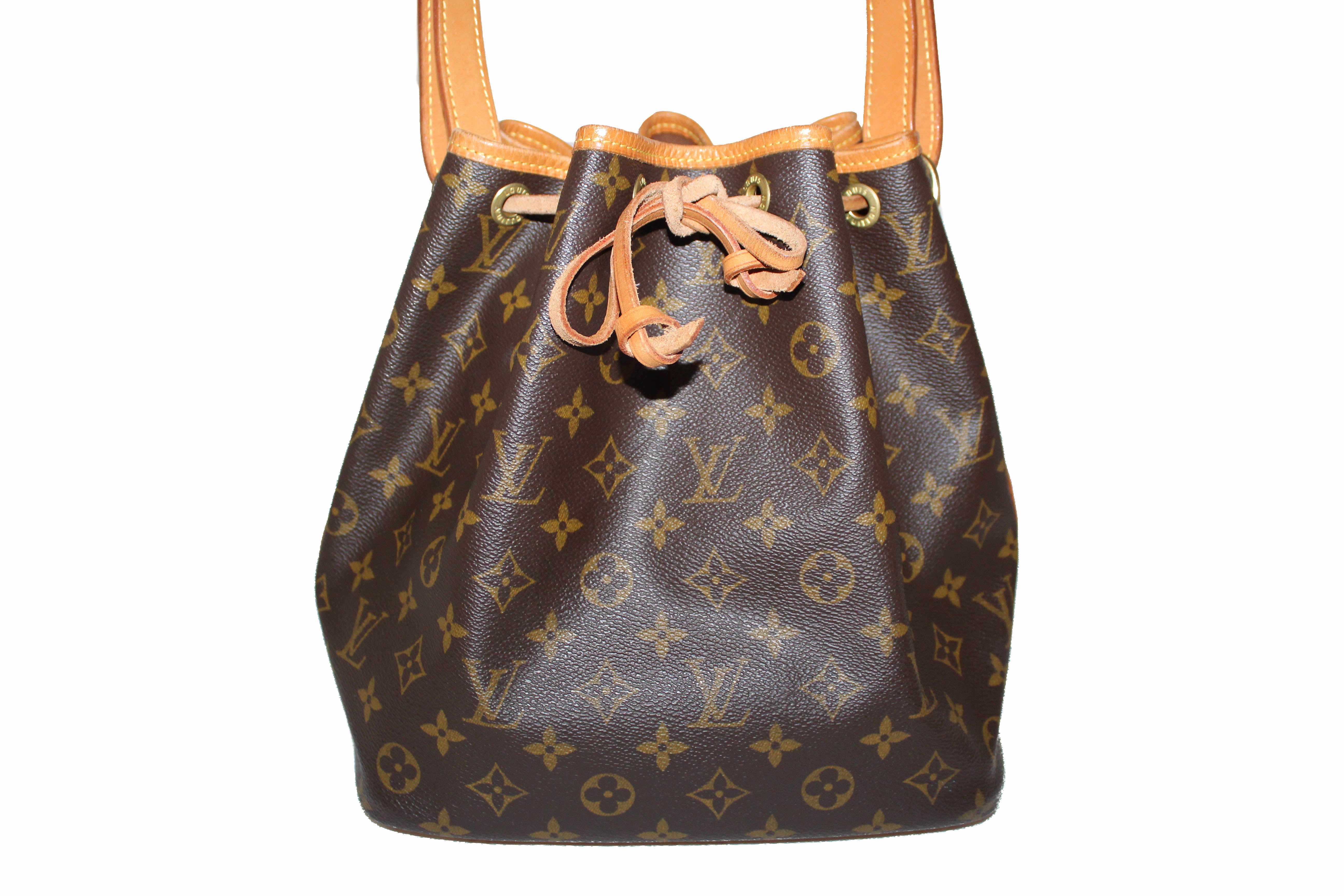 Authentic Louis Vuitton Classic Monogram Petit Noe Drawstring Shoulder Bag - Vintage Luxury Handbag for Women, Perfect for Everyday Use, Travel & Special Occasions