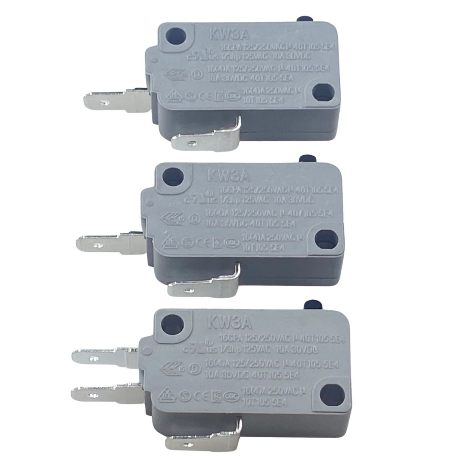 KW3A Microwave Oven Door Switch 16A 125/250V (2 Normally Open + 1 3-Prong) - Replacement Part for Microwave Repair & Maintenance - Perfect for GE, Whirlpool, Samsung Microwave Ovens