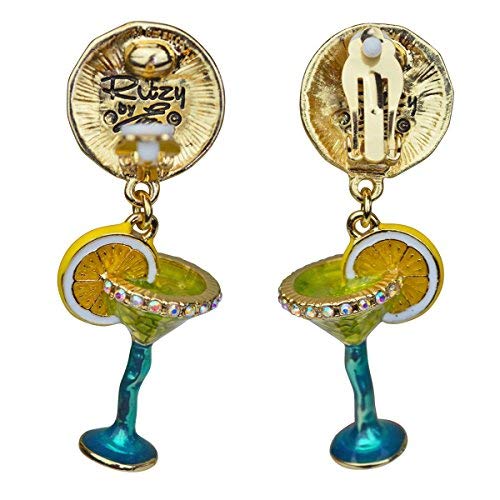 Ritzy Couture Gold-Tone Green Margarita Cocktail Dangle Earrings for Women | Trendy Summer Pool Party Jewelry | Perfect for Beach Vacations, Night Out & Tropical Themed Events